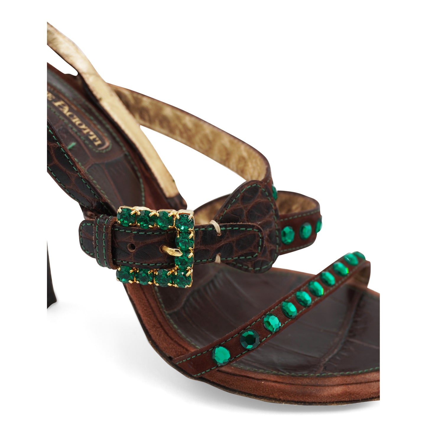 Cesare Paciotti Leather Crystal Embellishments Slingback Sandals, size 38