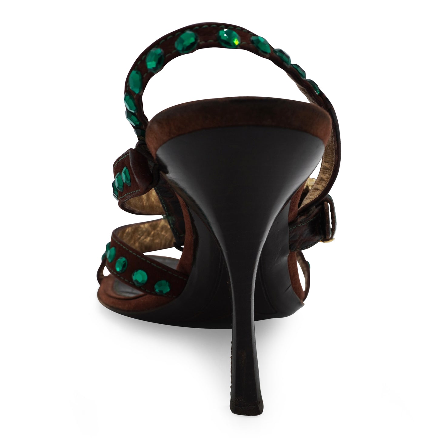 Cesare Paciotti Leather Crystal Embellishments Slingback Sandals, size 38