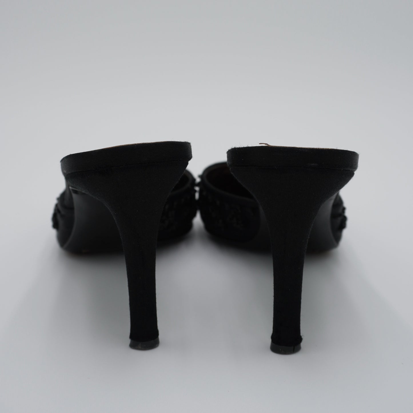 Dolce & Gabbana Black Beaded Satin Mules, size 38
