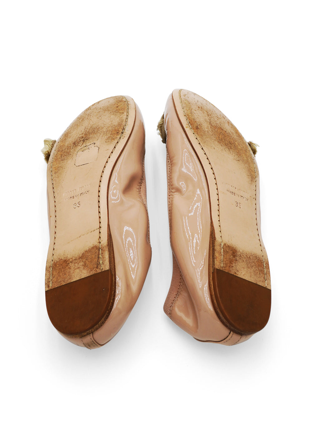 Miu Miu Crystal-Embellished Patent Leather Ballet Flats