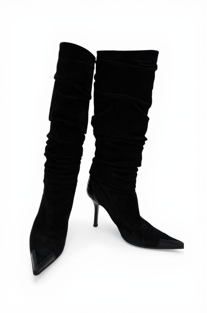 Vintage Christian Dior Galliano Suede Slouch Boots, size 36.5