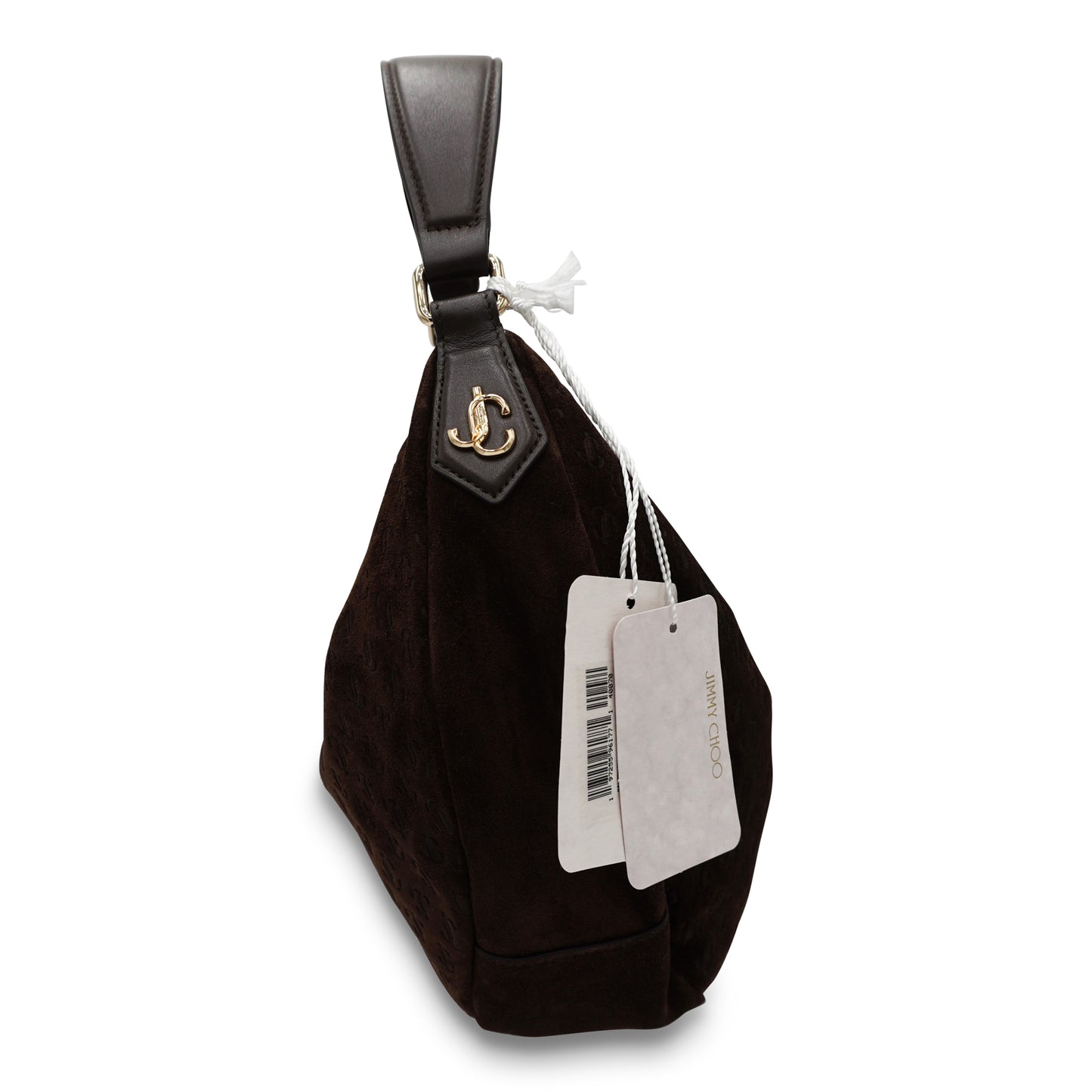 Jimmy Choo Chocolate suede monogram hobo bag