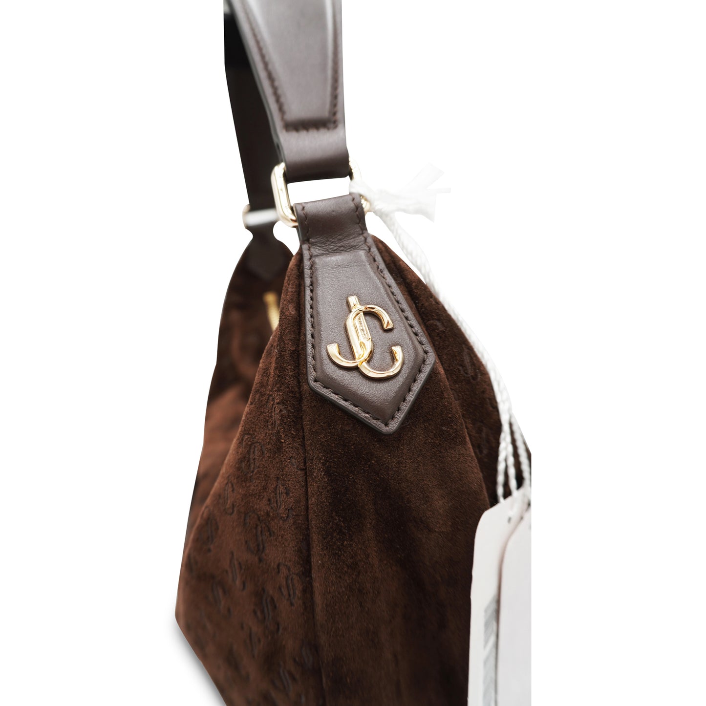 Jimmy Choo Chocolate suede monogram hobo bag