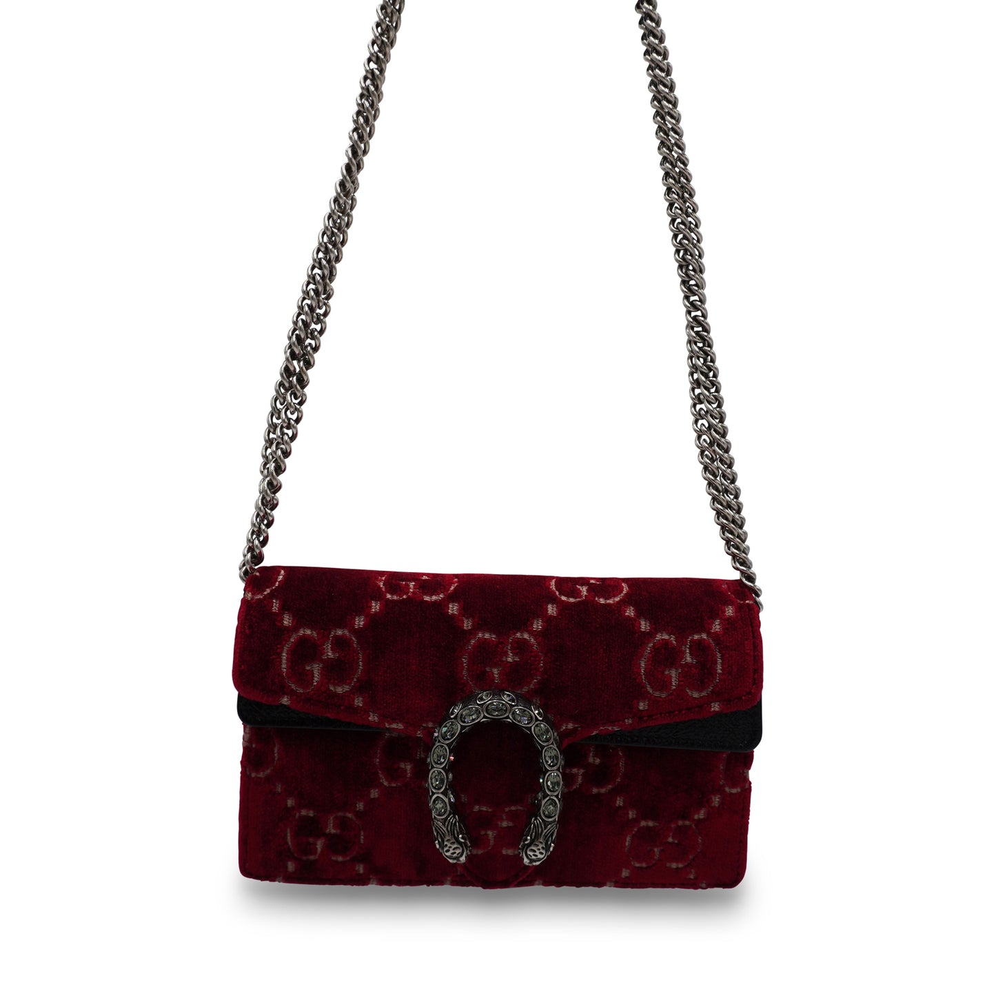 Gucci Dionysus GG Velvet Super Mini Bag in Red
