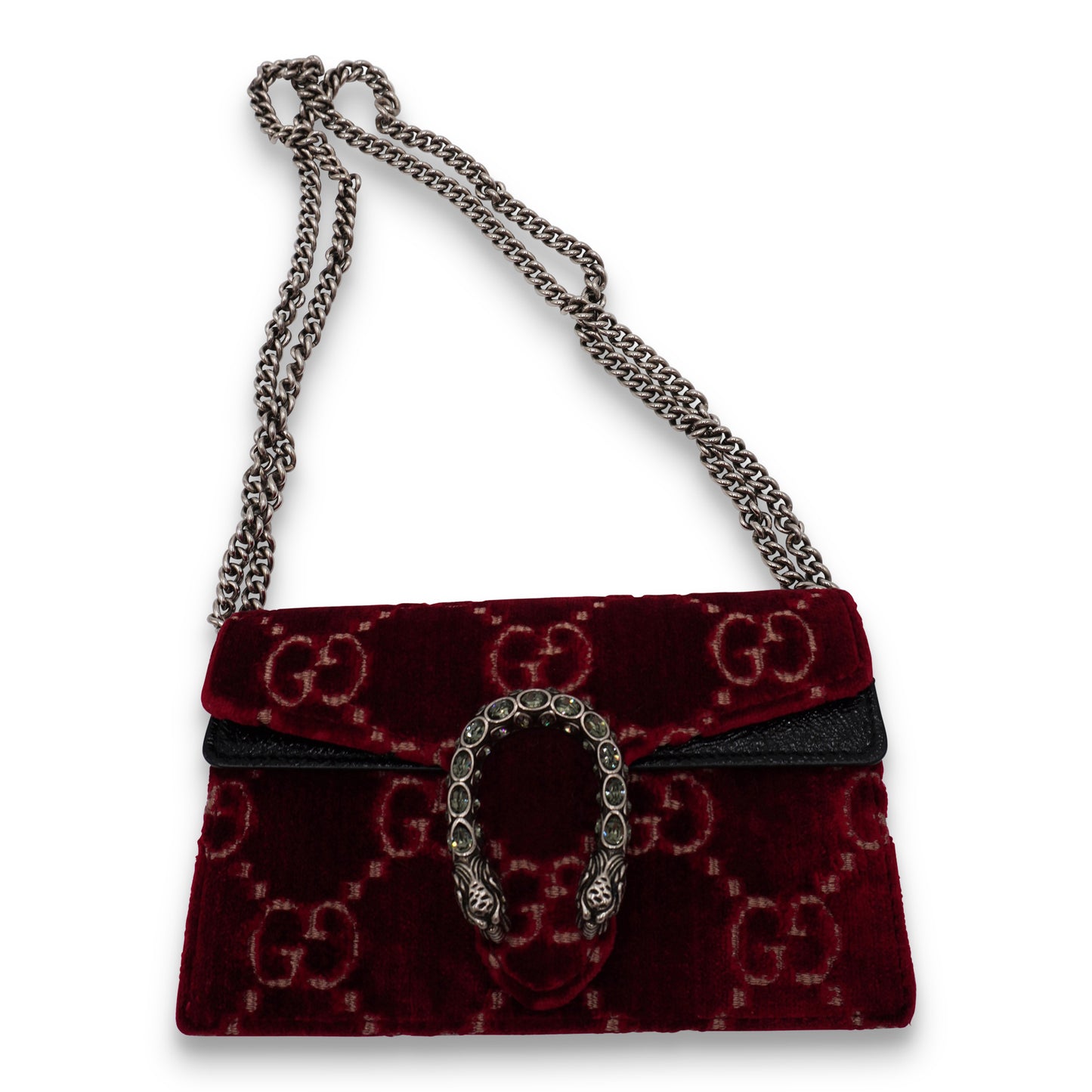 Gucci Dionysus GG Velvet Super Mini Bag in Red