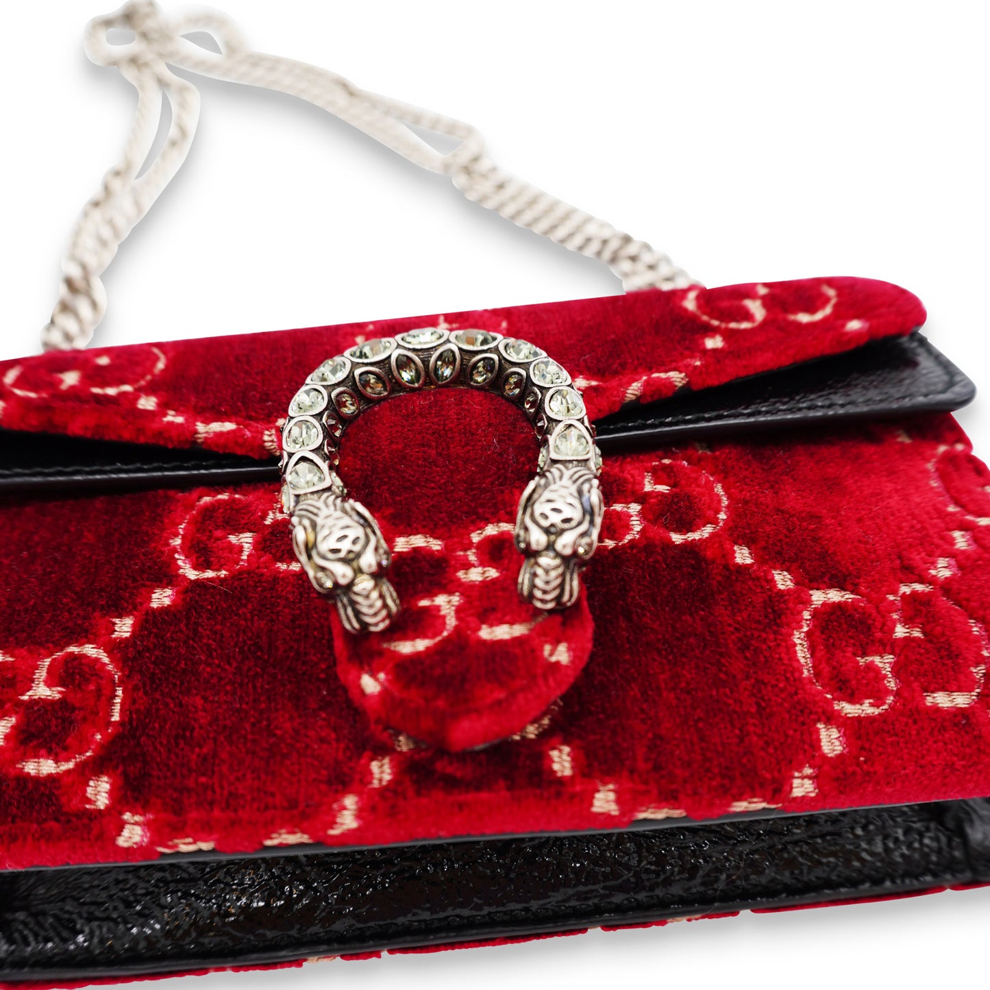 Gucci Dionysus GG Velvet Super Mini Bag in Red
