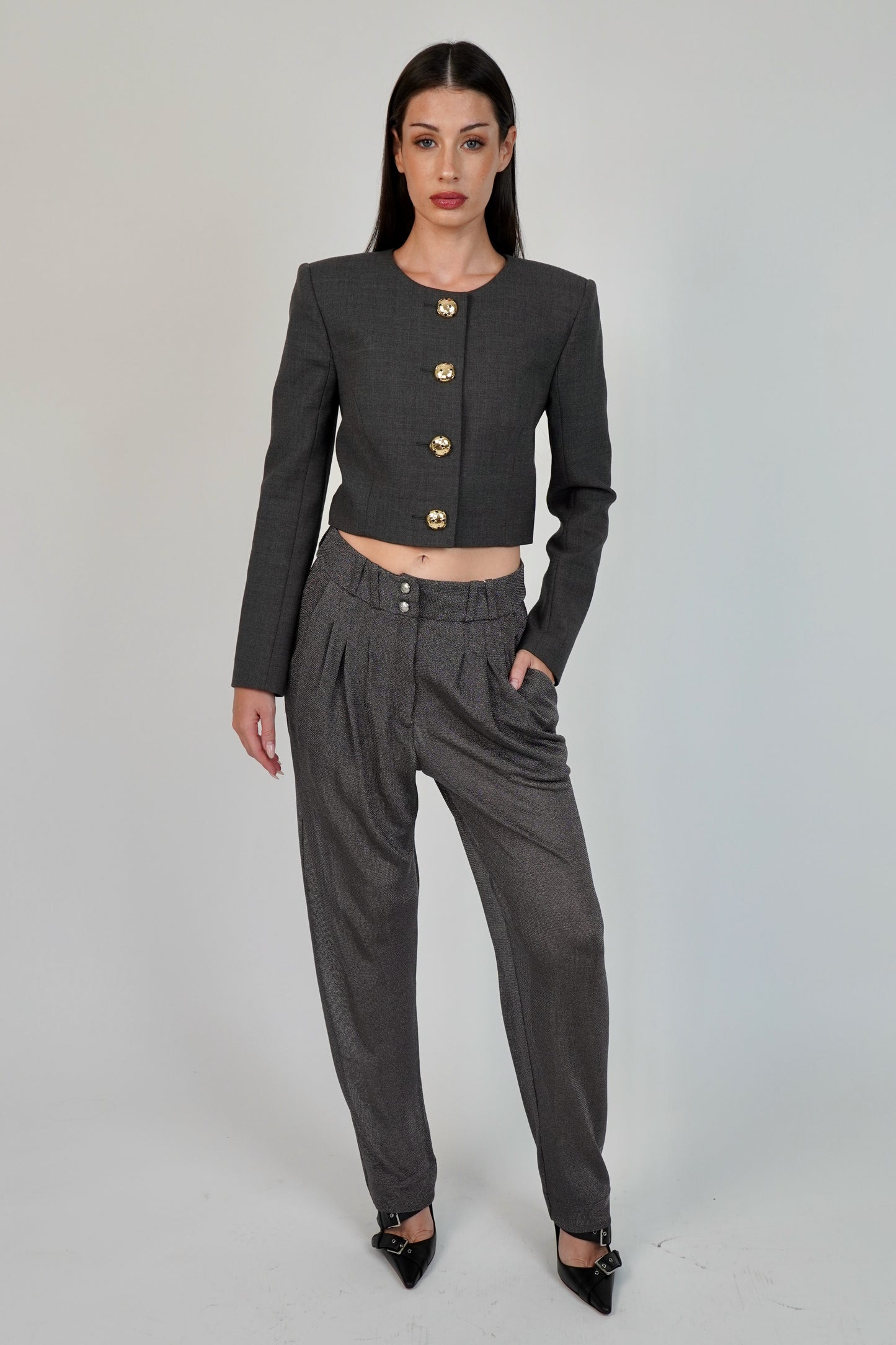 Balmain Sheer Metallic Knit Pants with Tags