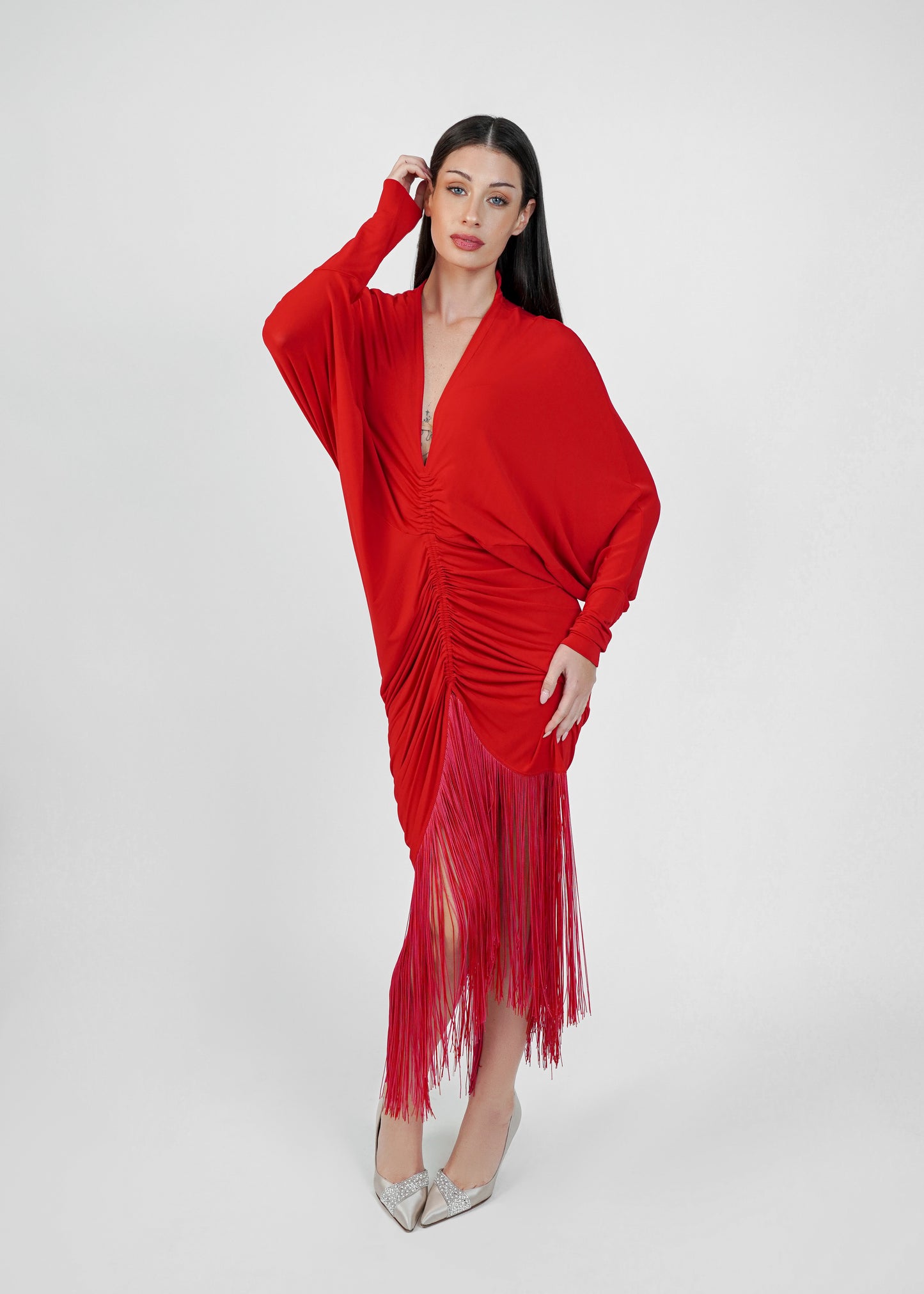 Silvia Tcherassi Rosalyn Fringed Jersey Dress