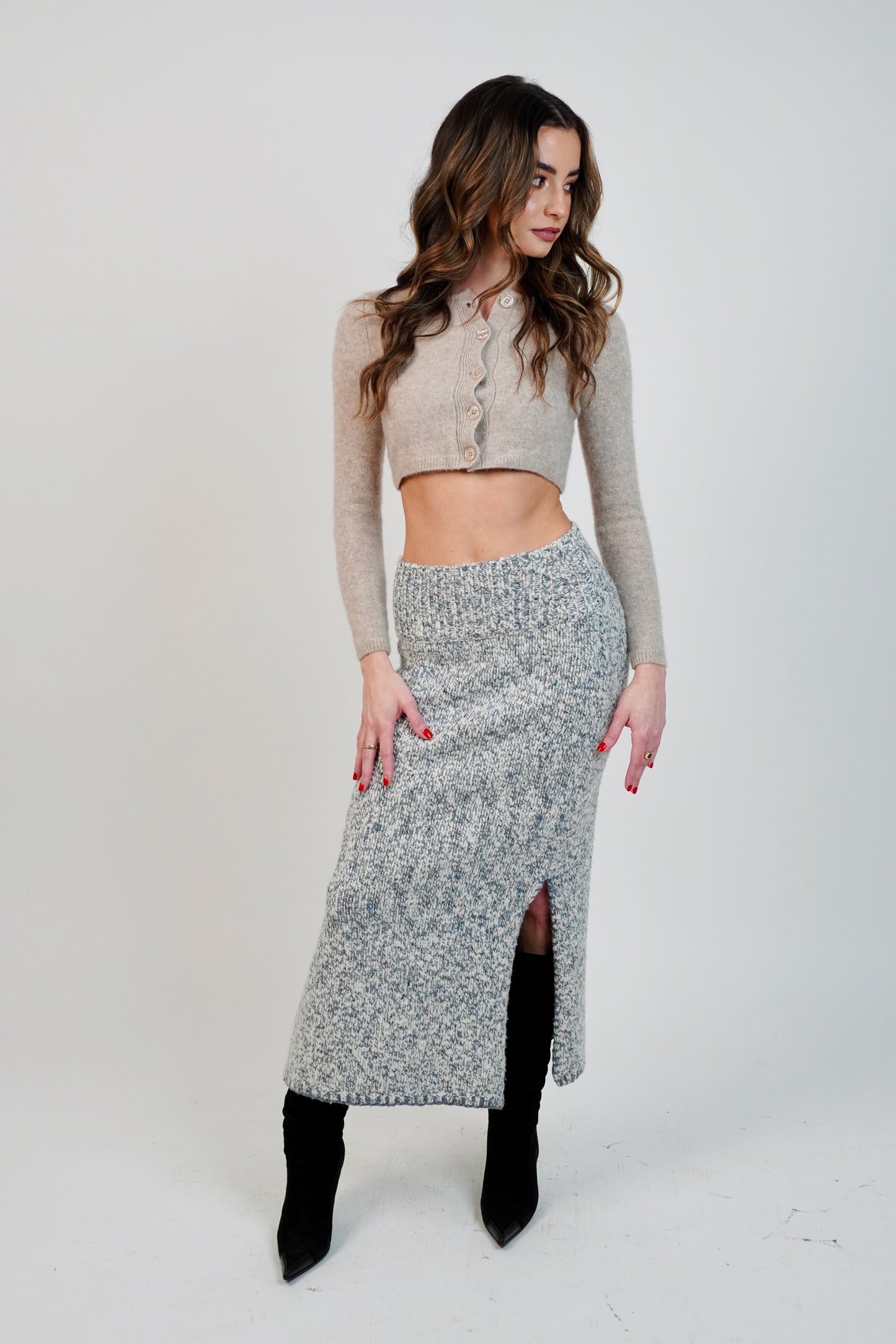 Ulla Johnson Giordana Tweed Knit Skirt in Slate