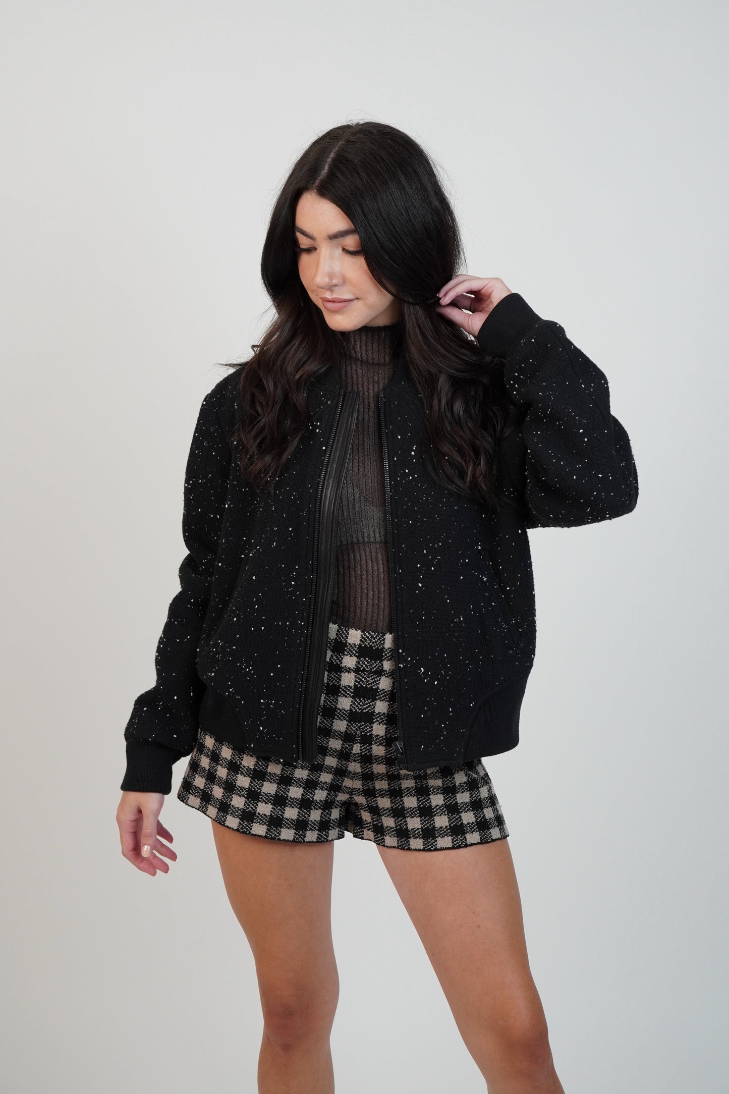 Altuzarra Gingham Bouclé Knit Pull-On Shorts