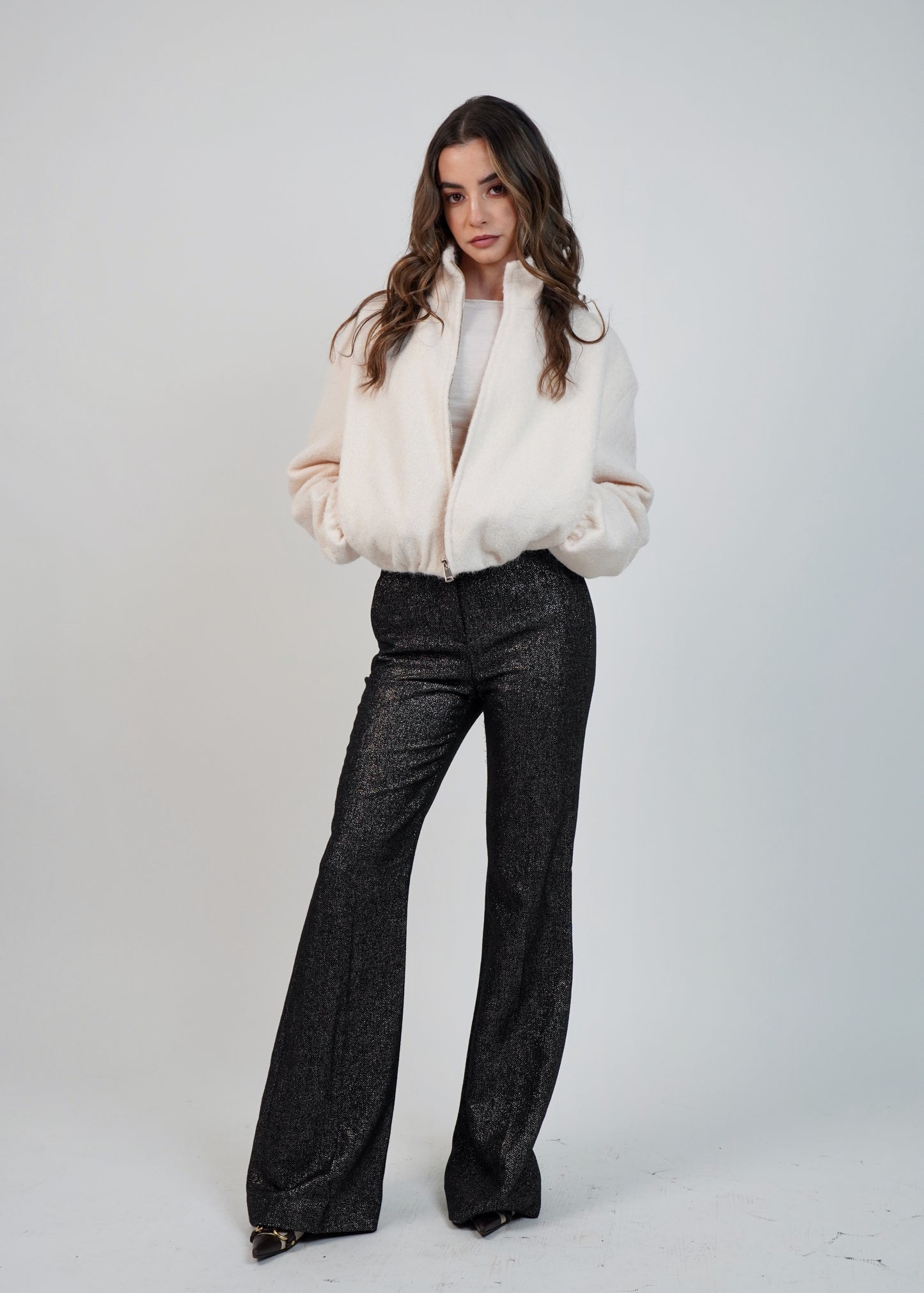 Veronica Beard “Lebone” Sparkly Wool-Blend Pants
