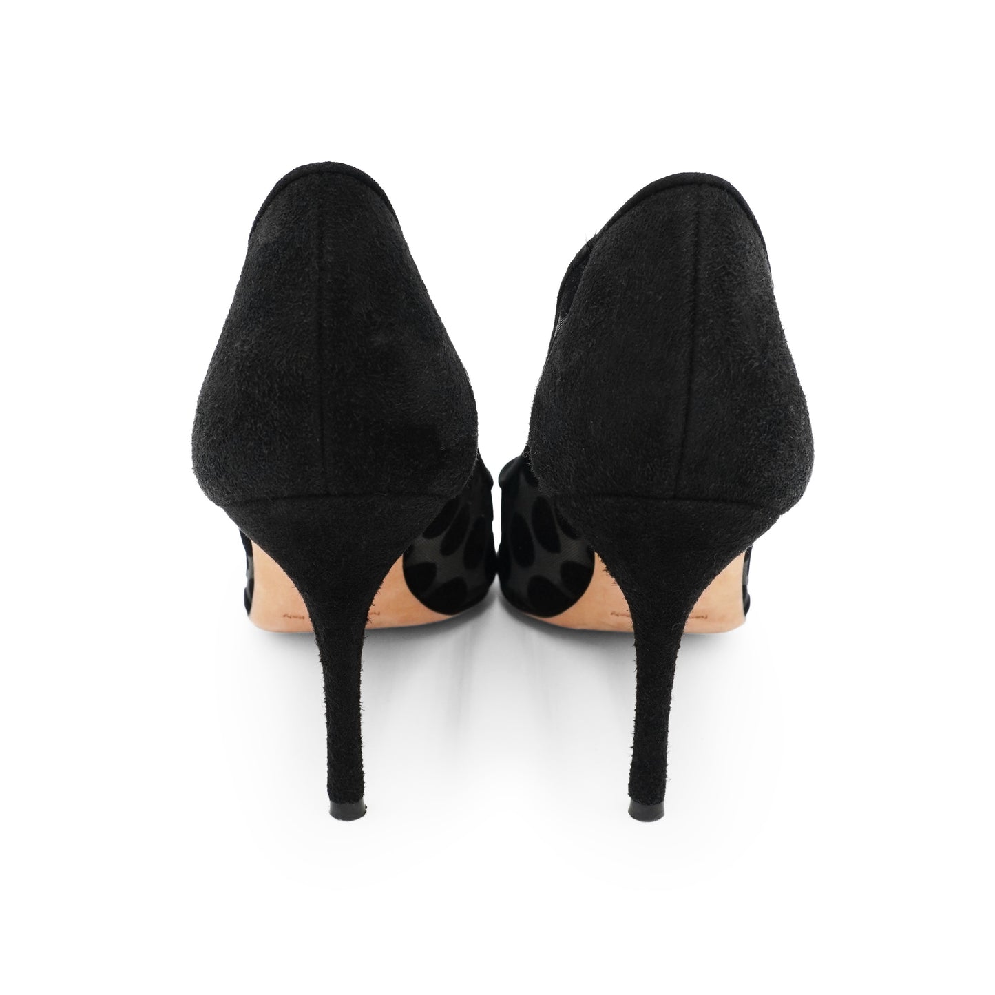 Manolo Blahnik Black Polka Dot Mesh & Velvet Pumps