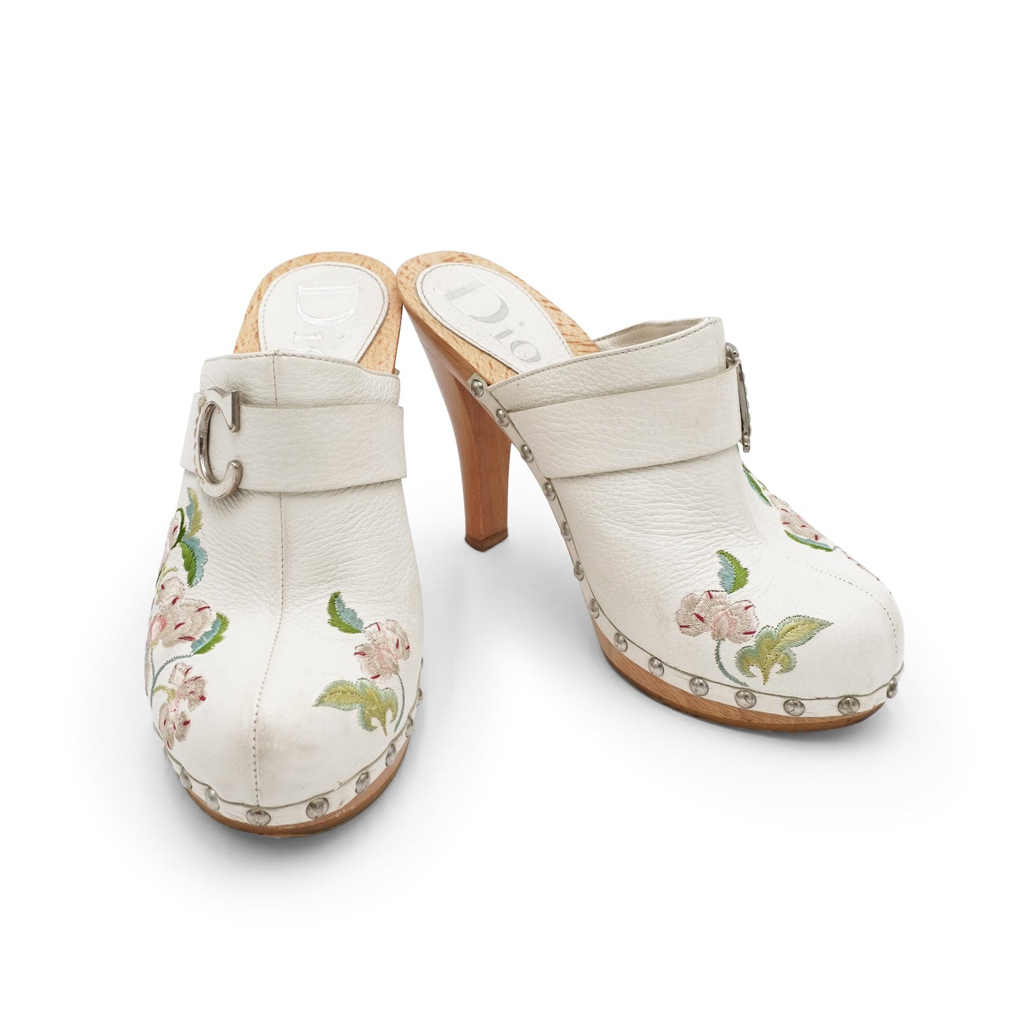 Vintage Dior by Galliano Embroidered Leather Clogs