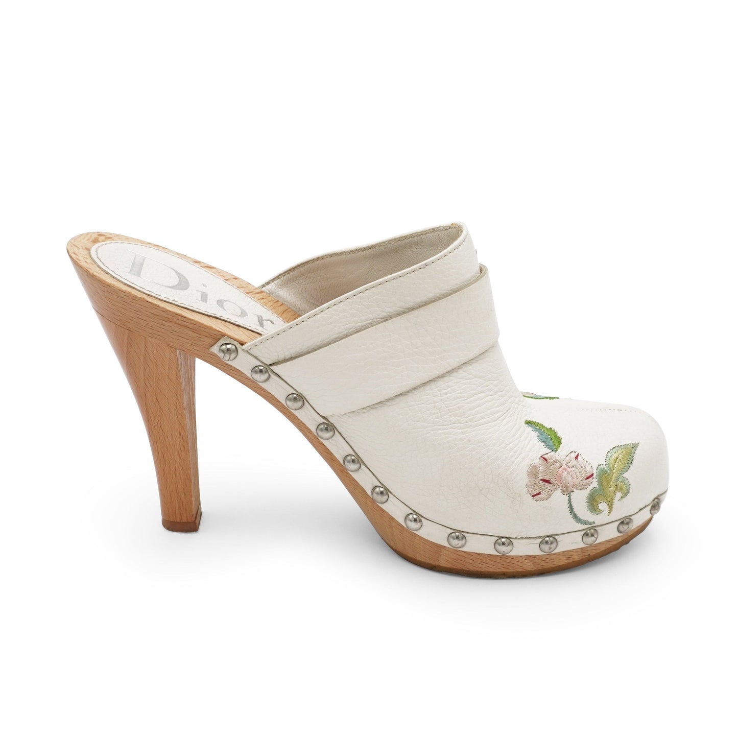 Vintage Dior by Galliano Embroidered Leather Clogs