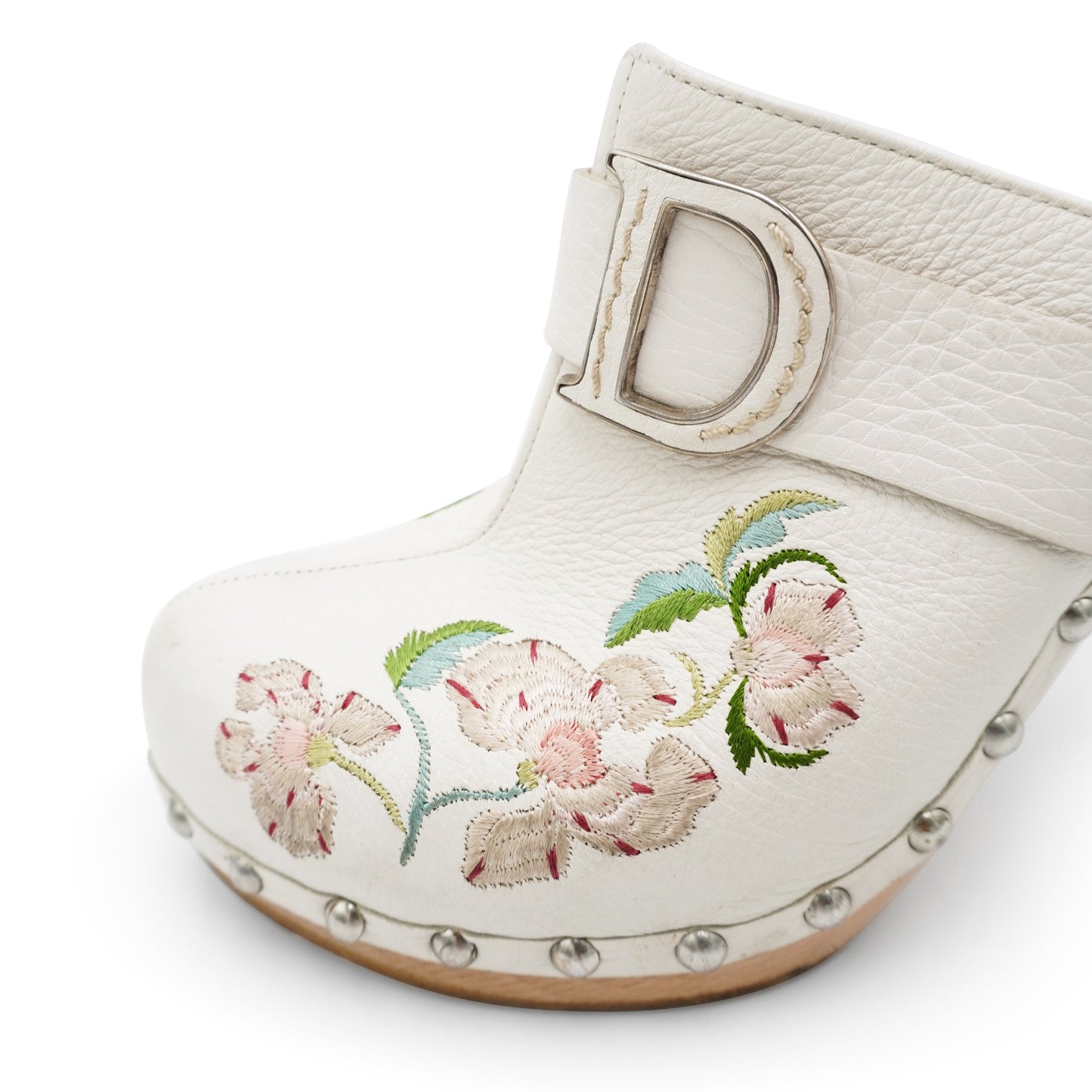 Vintage Dior by Galliano Embroidered Leather Clogs