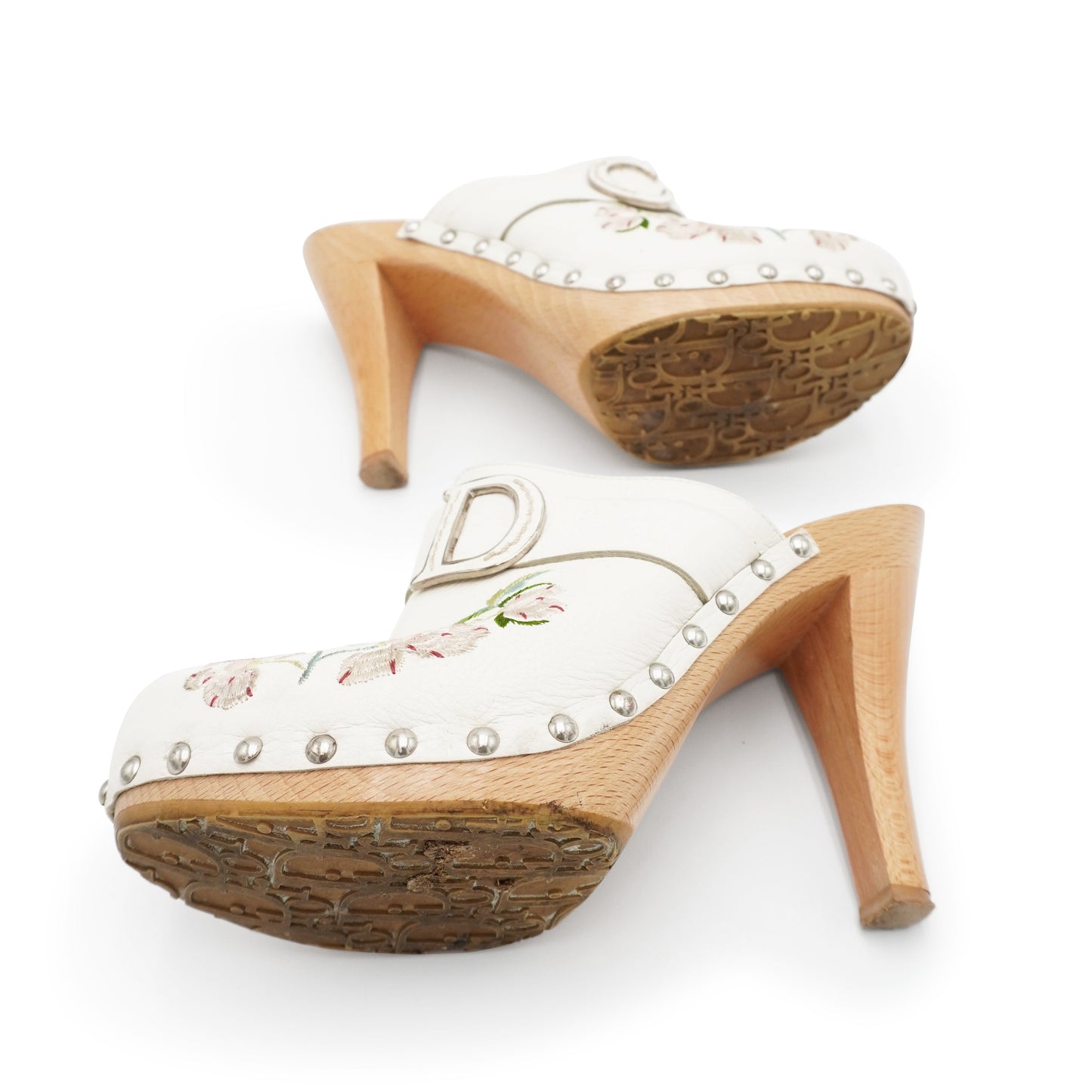 Vintage Dior by Galliano Embroidered Leather Clogs