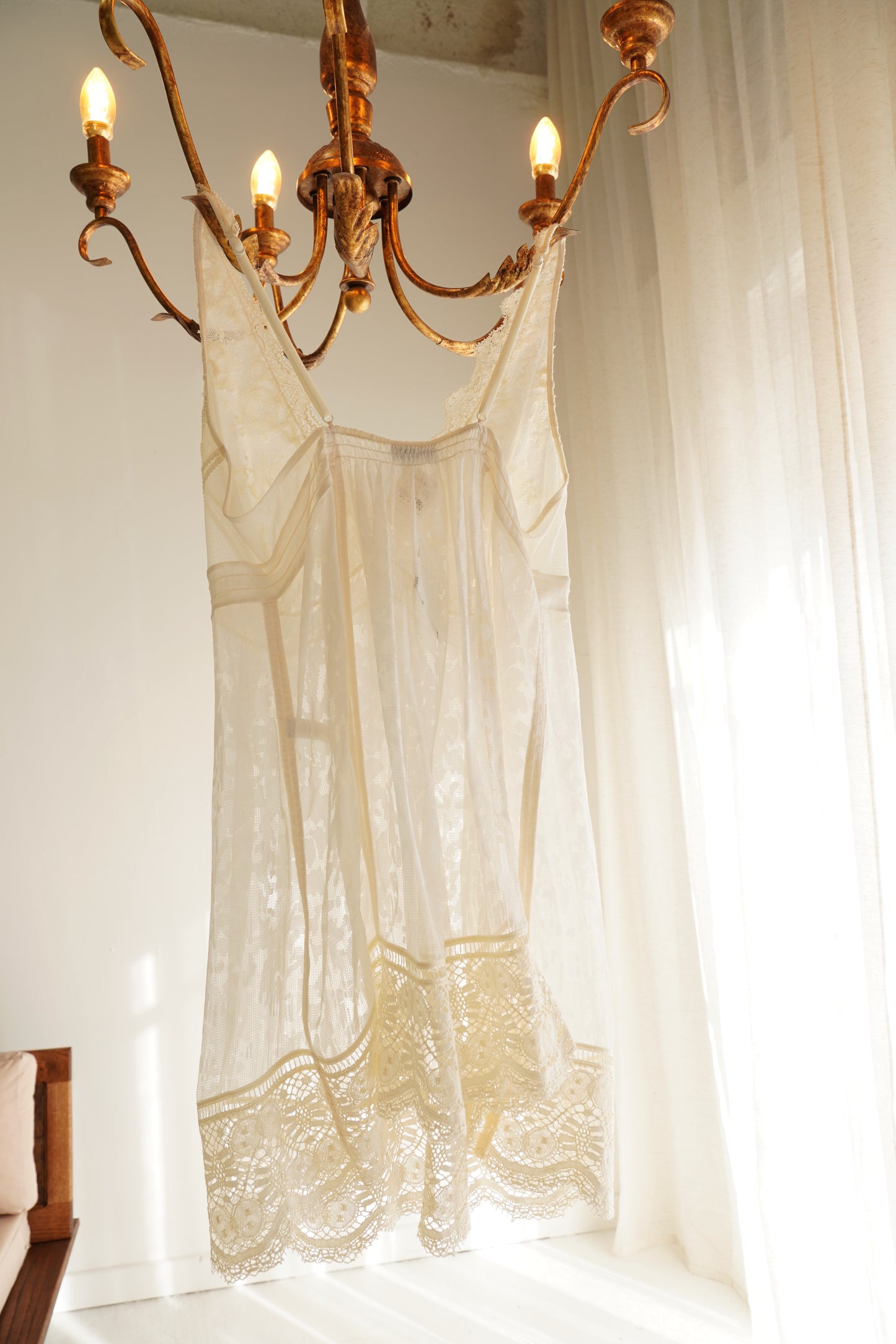 La Perla Babydoll Lace Trim Slip Dress