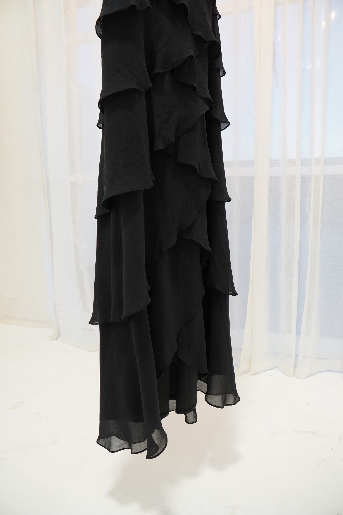 Tadashi Shoji Silk Tiered Evening Gown