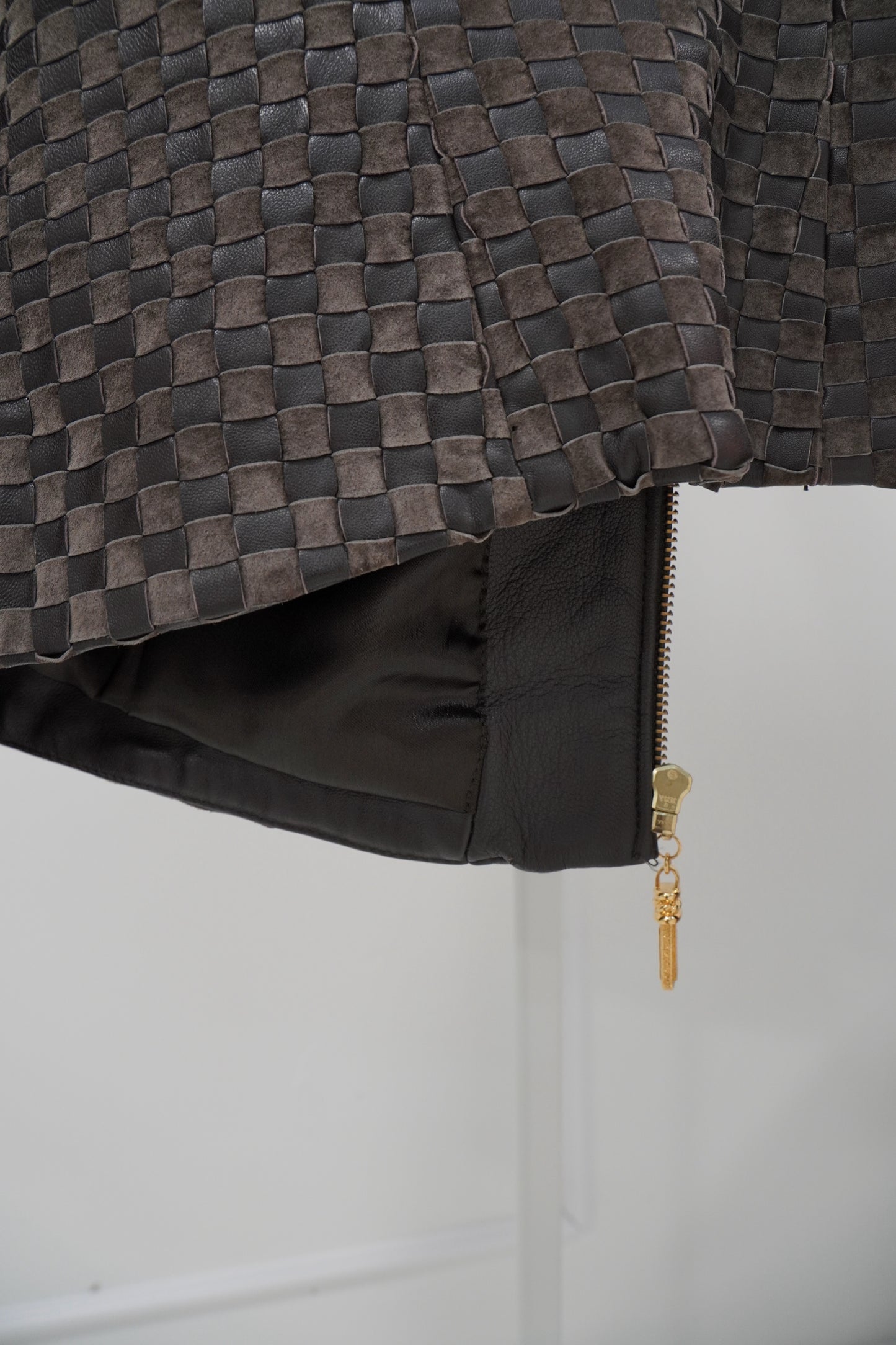 Intrecciato Leather Jacket with Contrast Collar