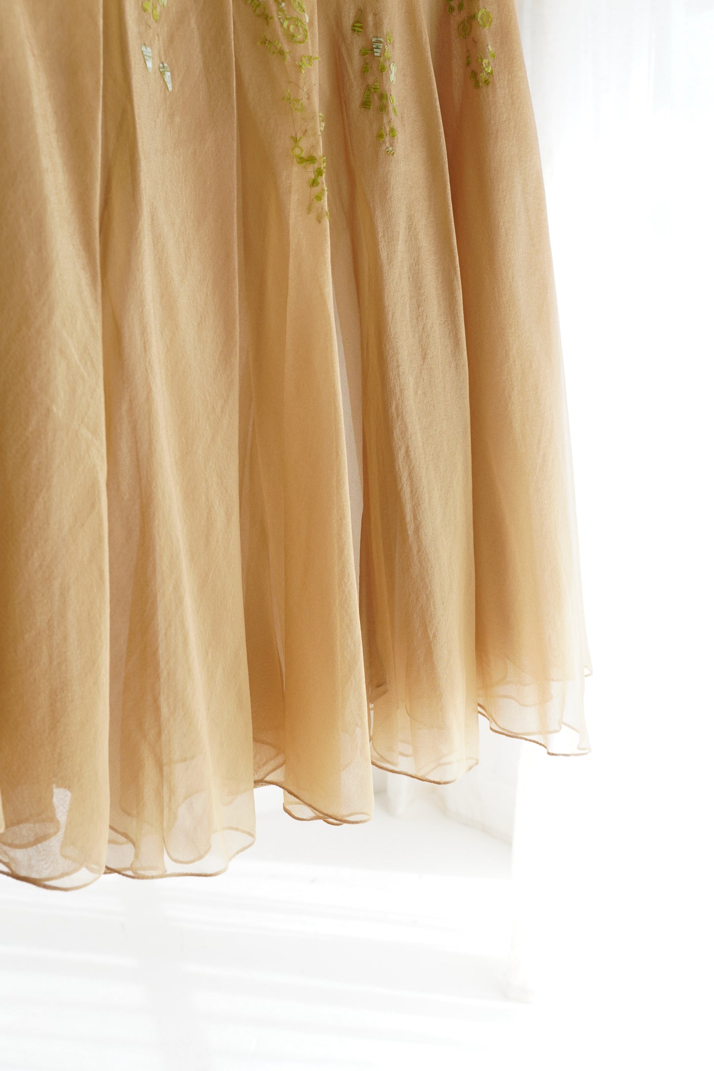 Romeo Gigli Embellished Pleated Silk Skirt