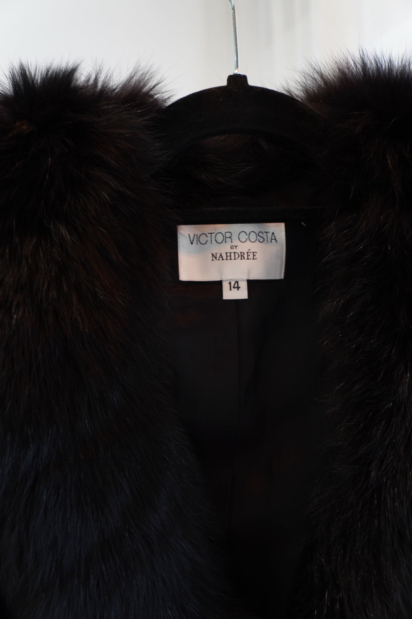 Victor Costa by Nahdreé Velvet Jacket with Faux Fur Collar & Crystal Buttons