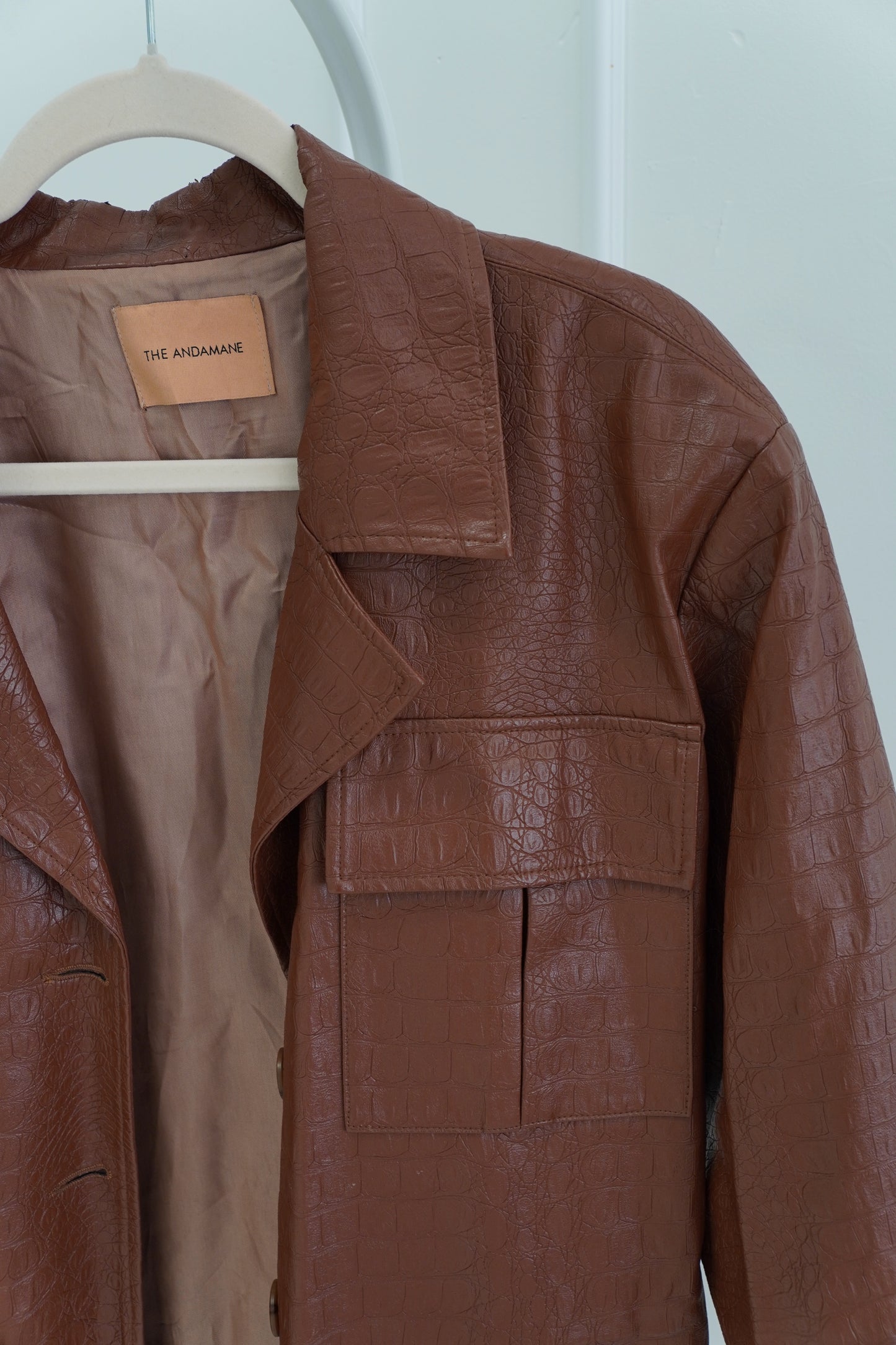 Andamane Faux Leather Belted Jacket