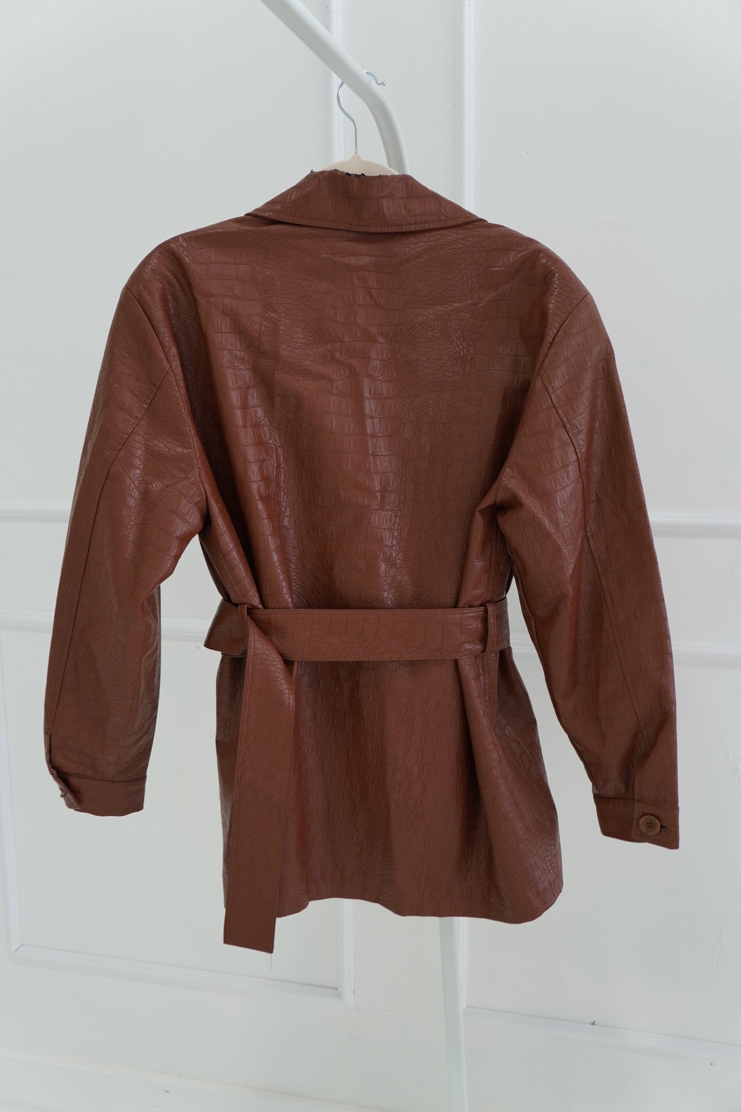 Andamane Faux Leather Belted Jacket