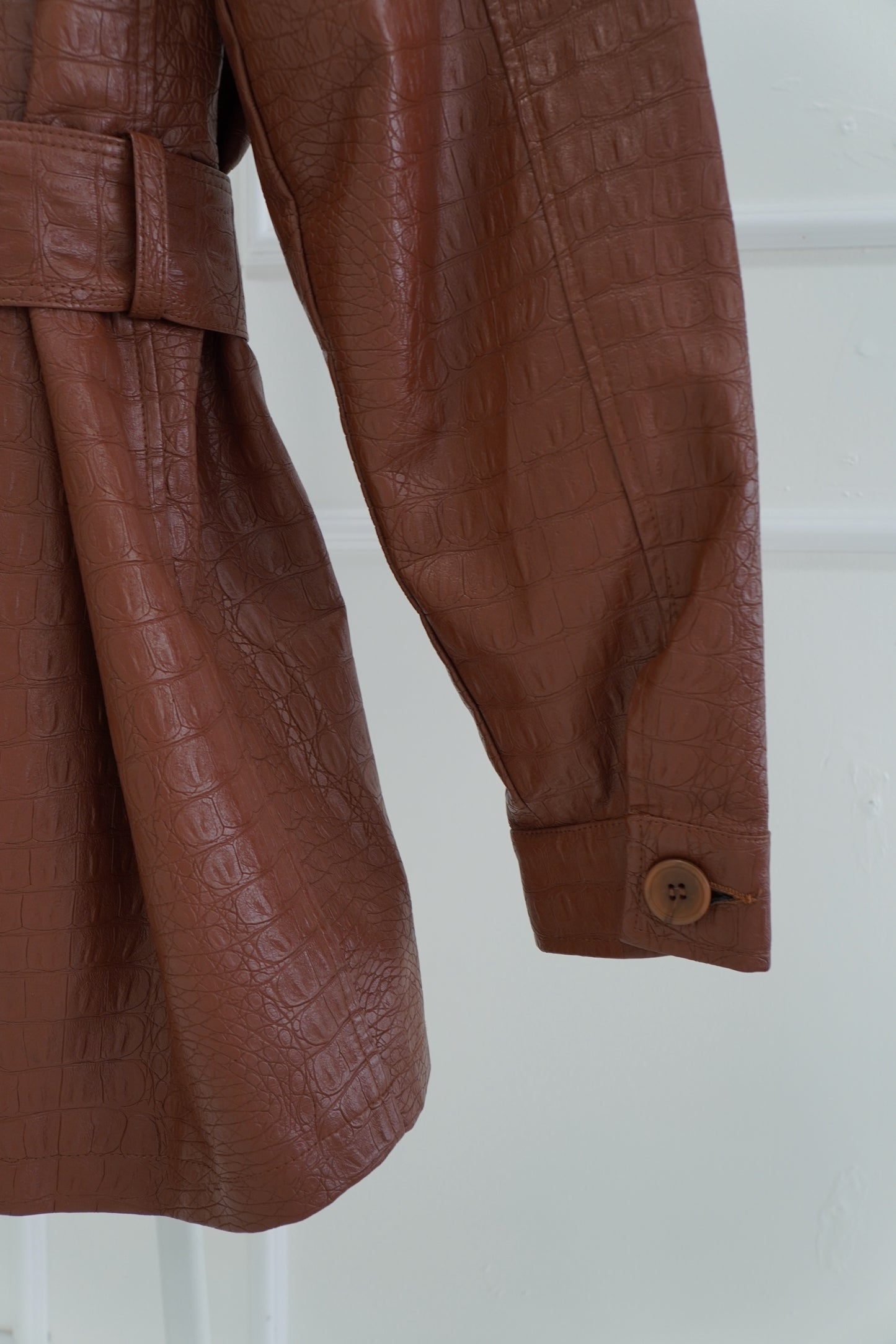 Andamane Faux Leather Belted Jacket