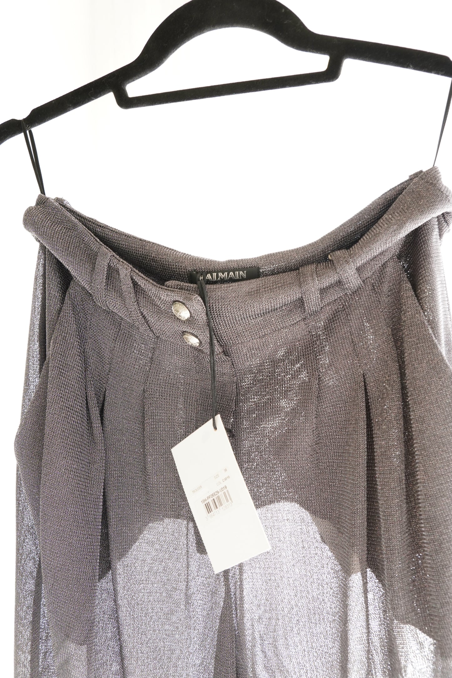 Balmain Sheer Metallic Knit Pants with Tags