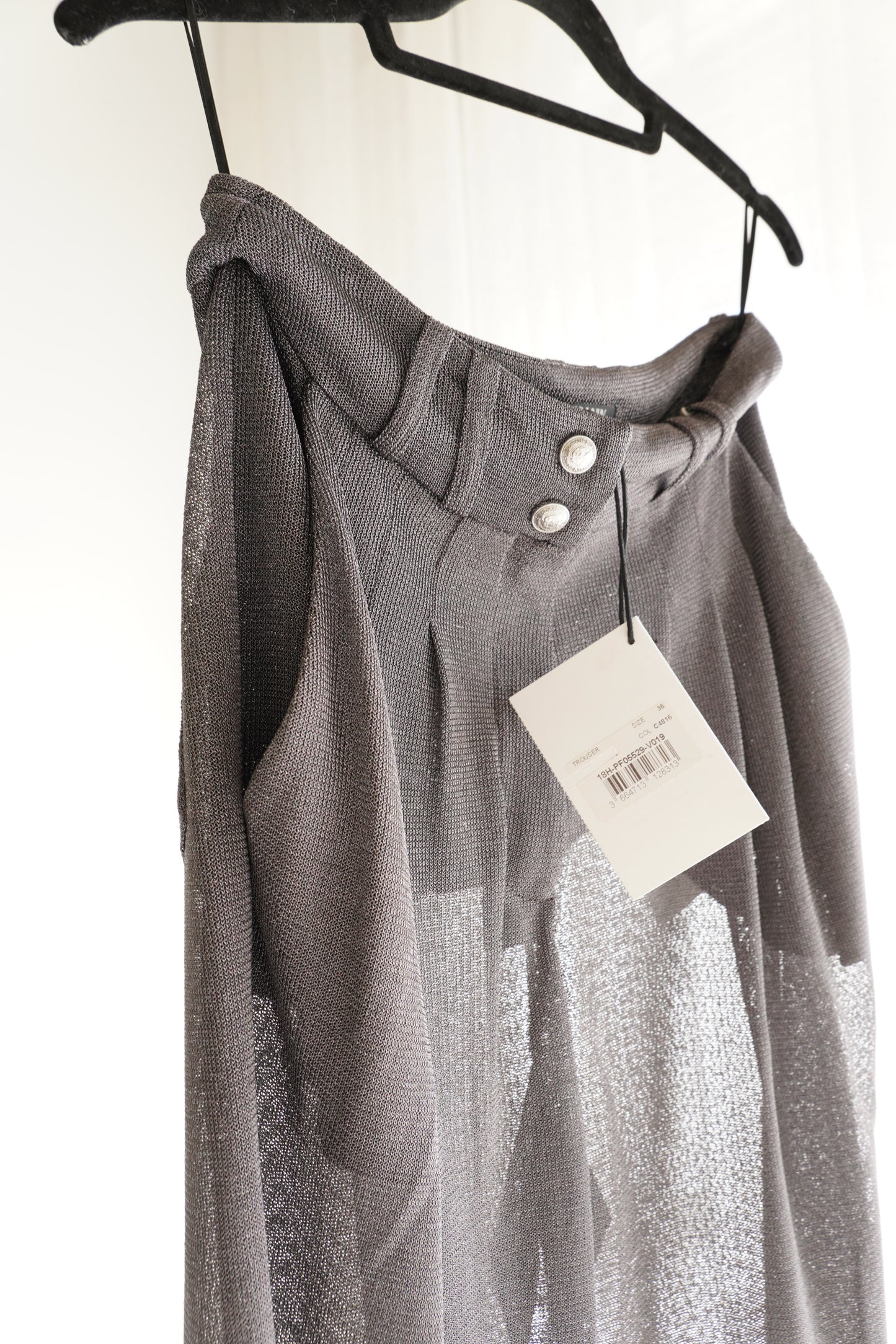 Balmain Sheer Metallic Knit Pants with Tags