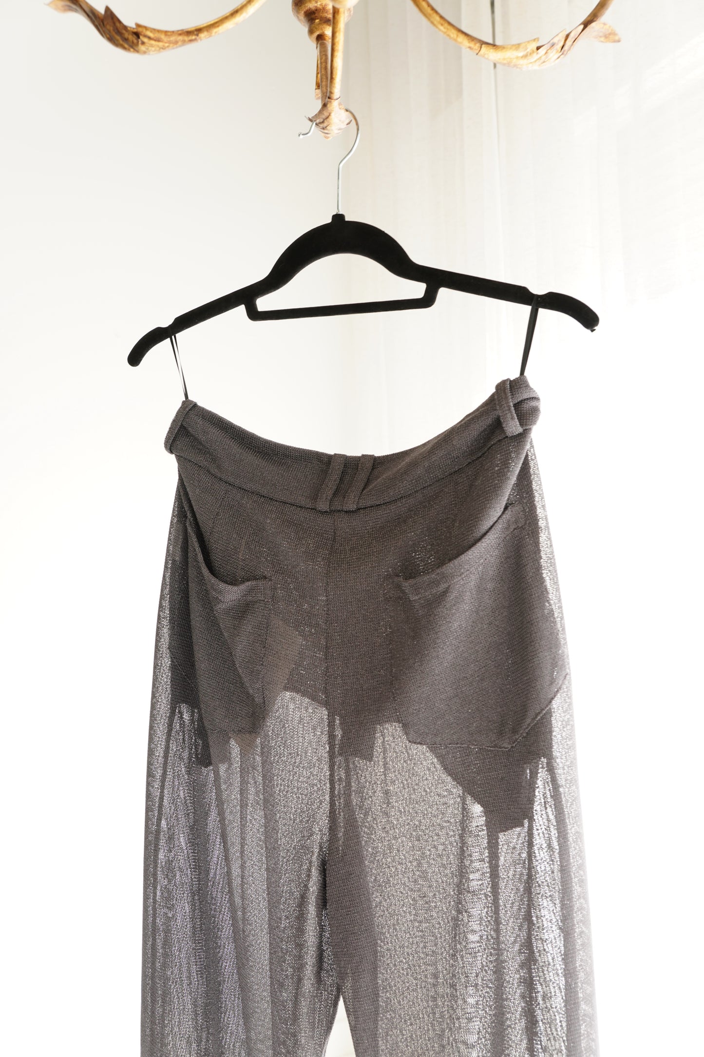 Balmain Sheer Metallic Knit Pants with Tags