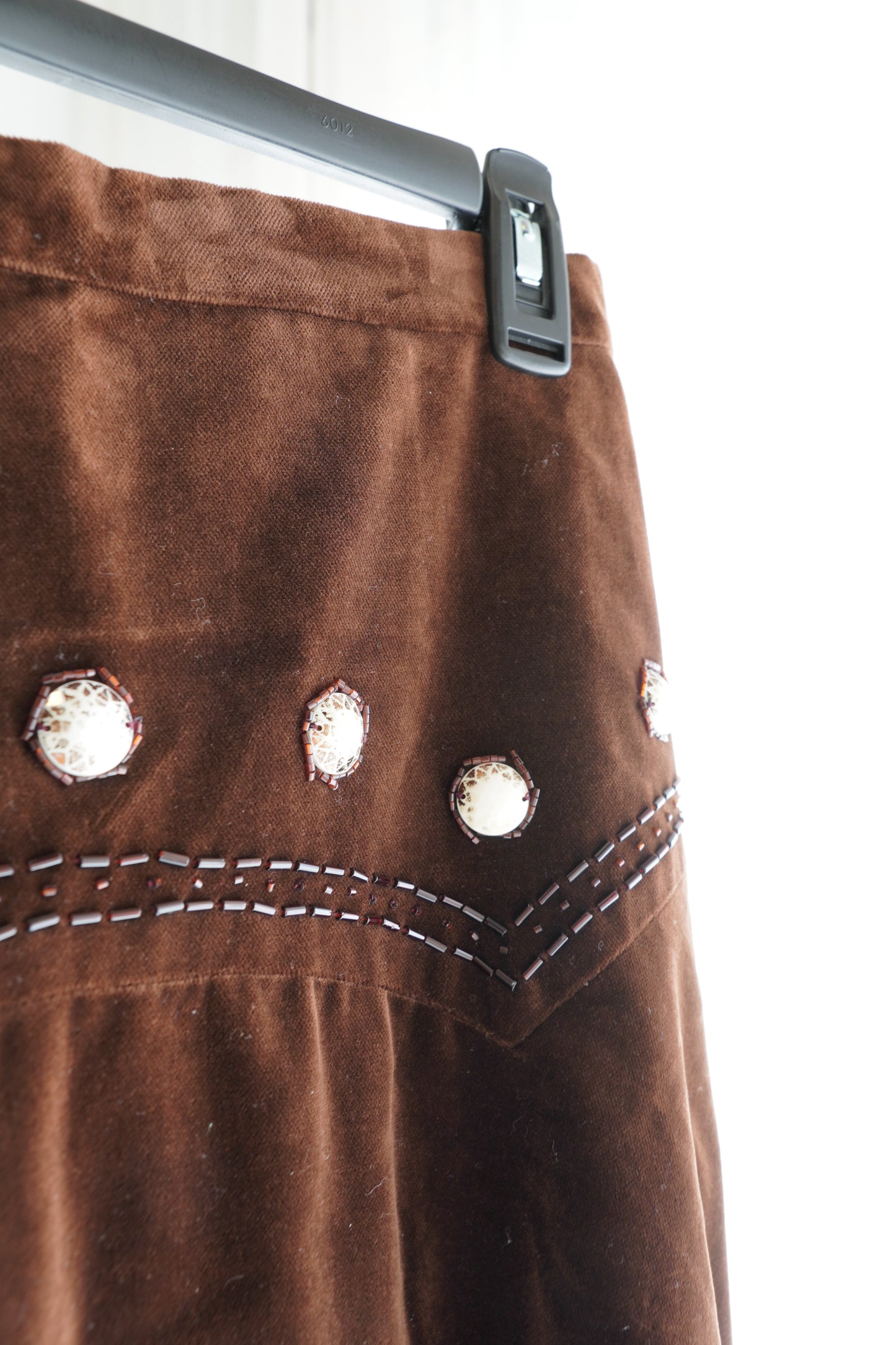 1950s Nedola Embellished Brown Velvet Skirt