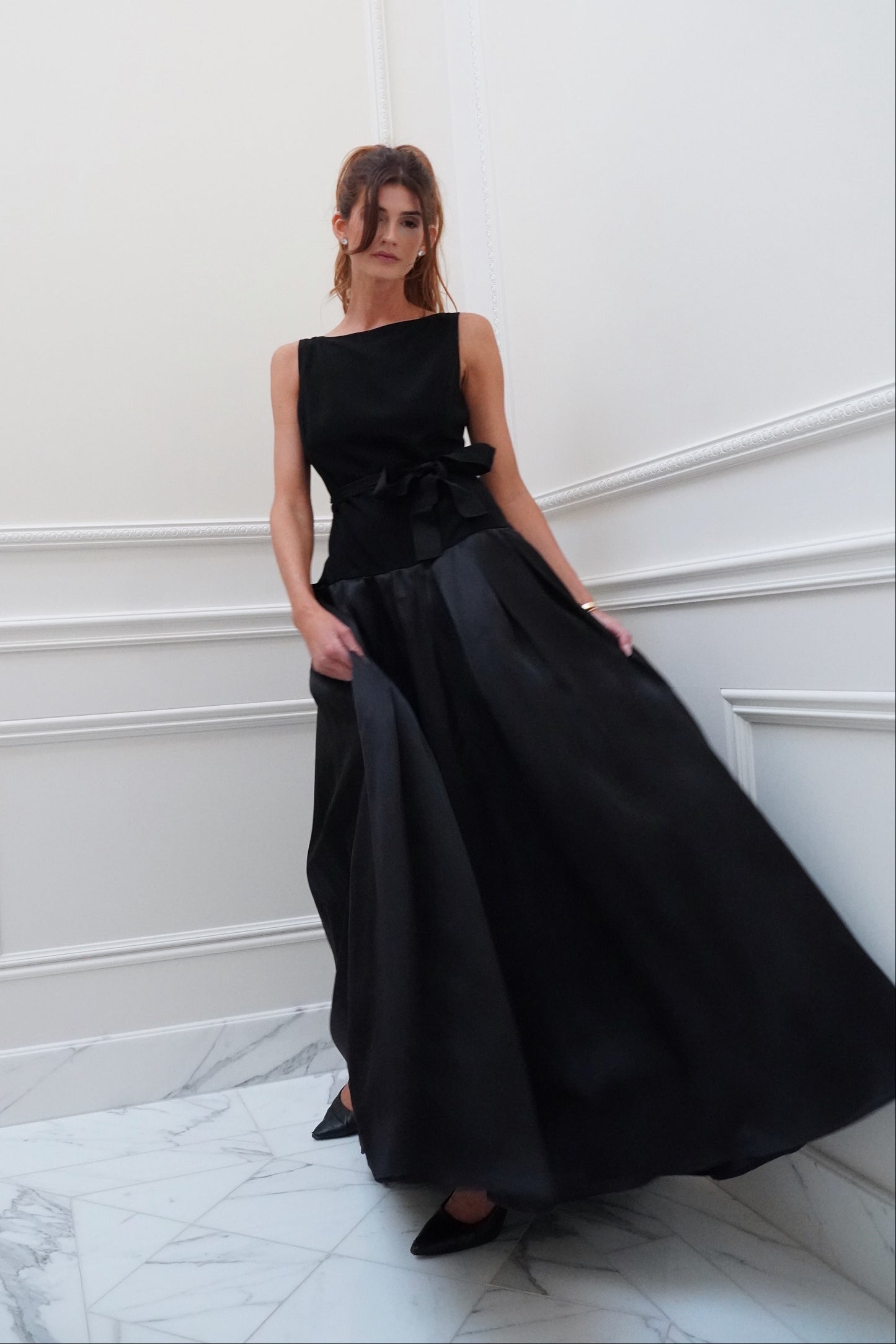 St. John Couture Bateau Neckline Drop Waist Gown