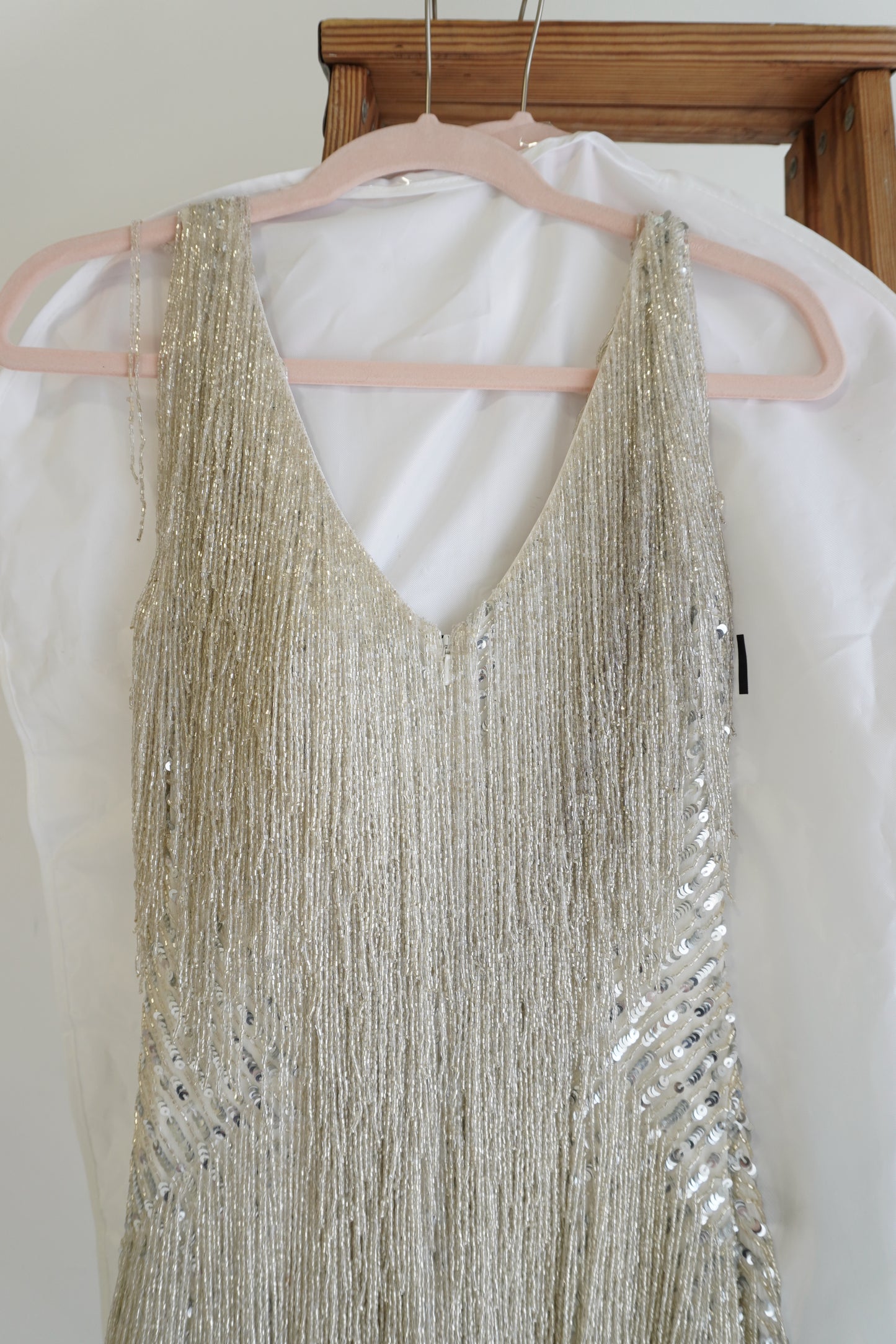 Nadine Merabi 'Sadie' Beaded Fringe Mini Dress, Size S