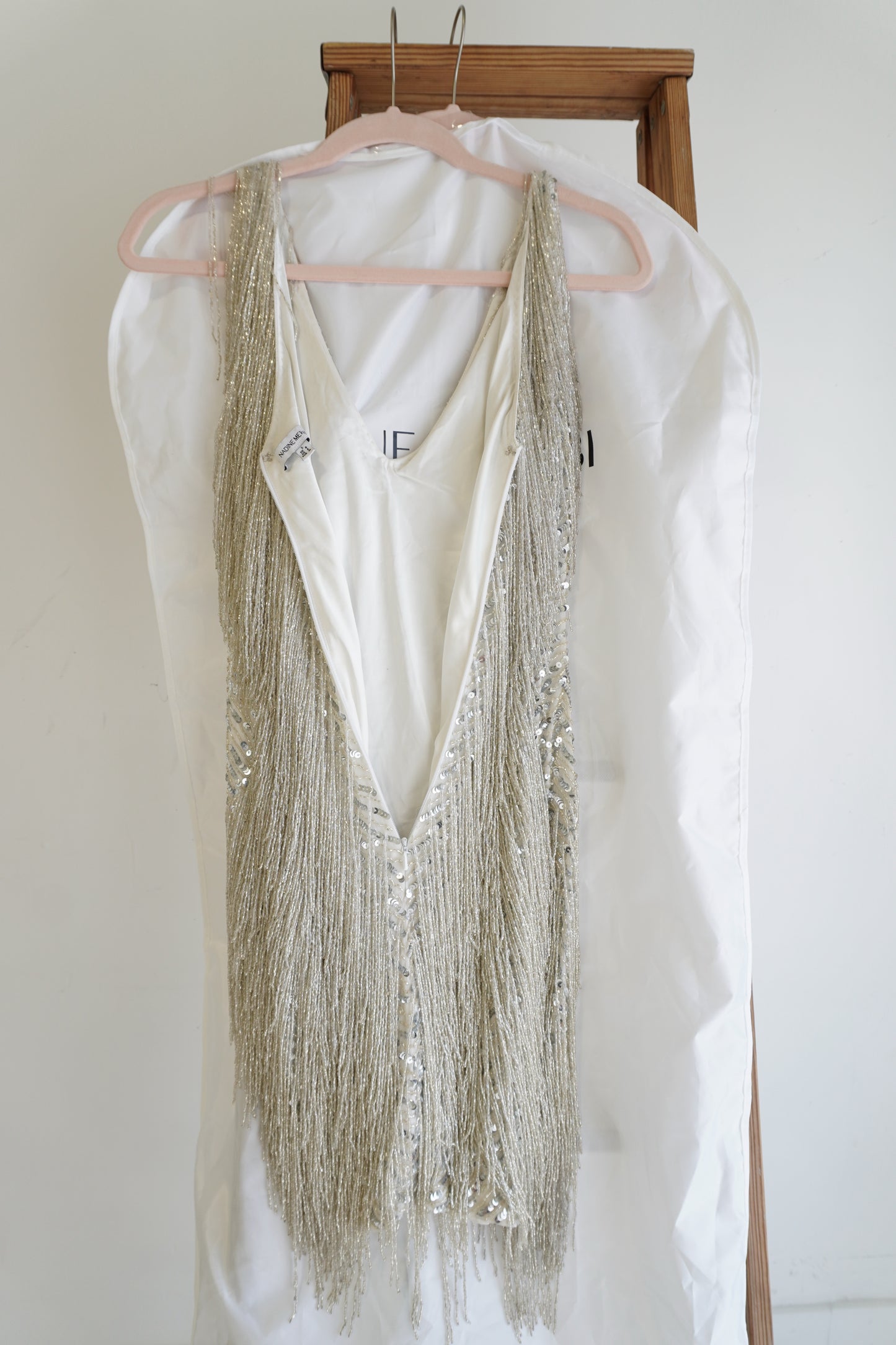 Nadine Merabi 'Sadie' Beaded Fringe Mini Dress, Size S