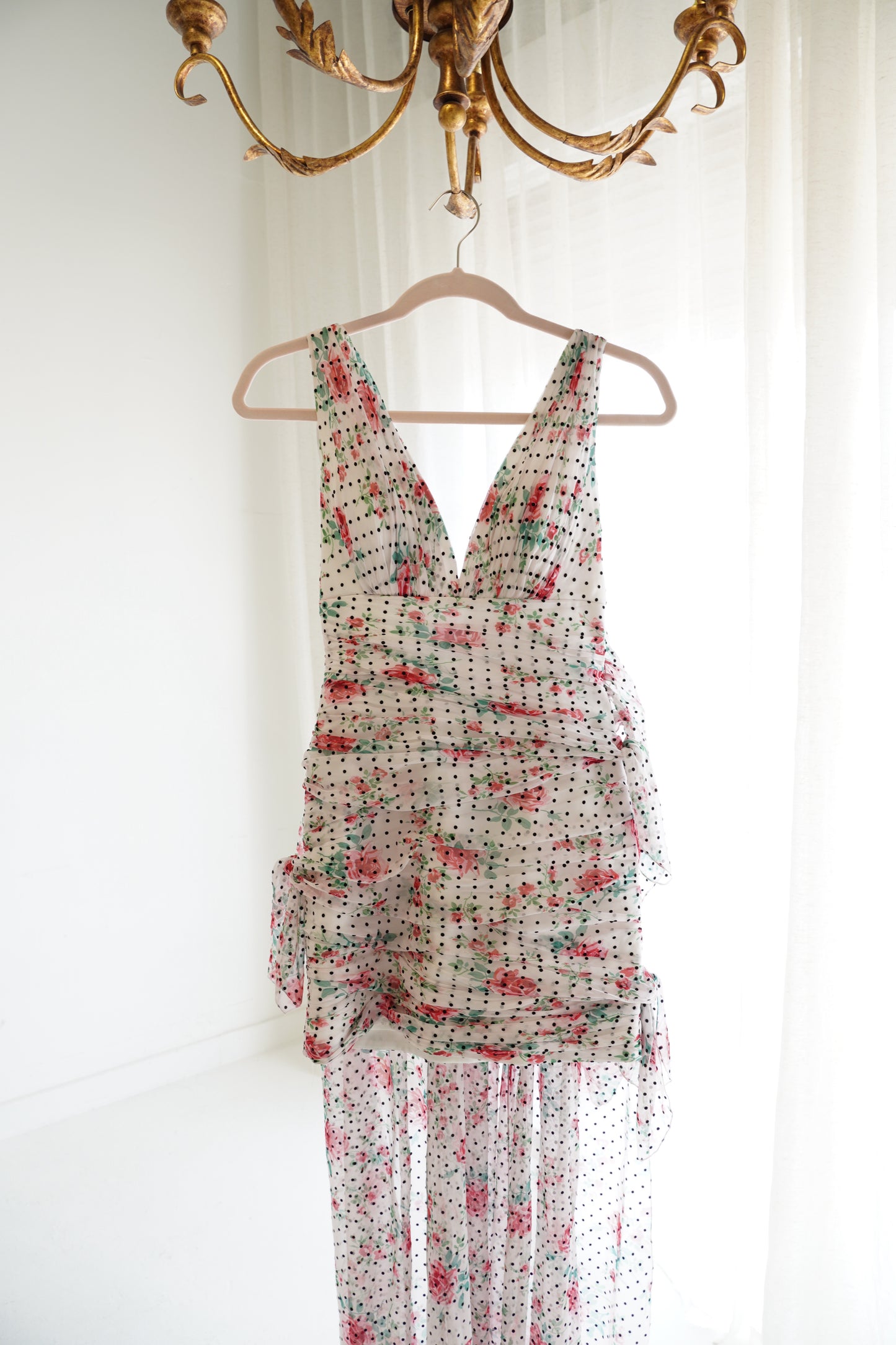 Philosophy di Lorenzo Serafini Floral Mini Dress with Train, Size XS
