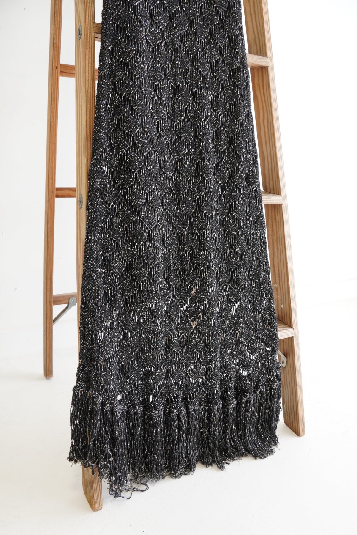 Etro Intarsia-Knit Metallic Cut Out Fringe Maxi Dress