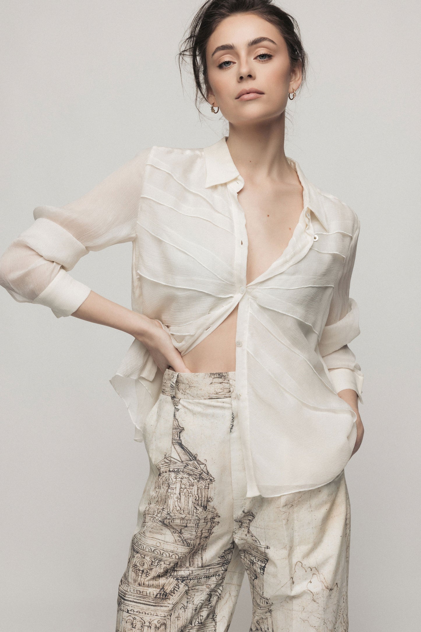 Escada Silk Long Sleeve Button-up Top