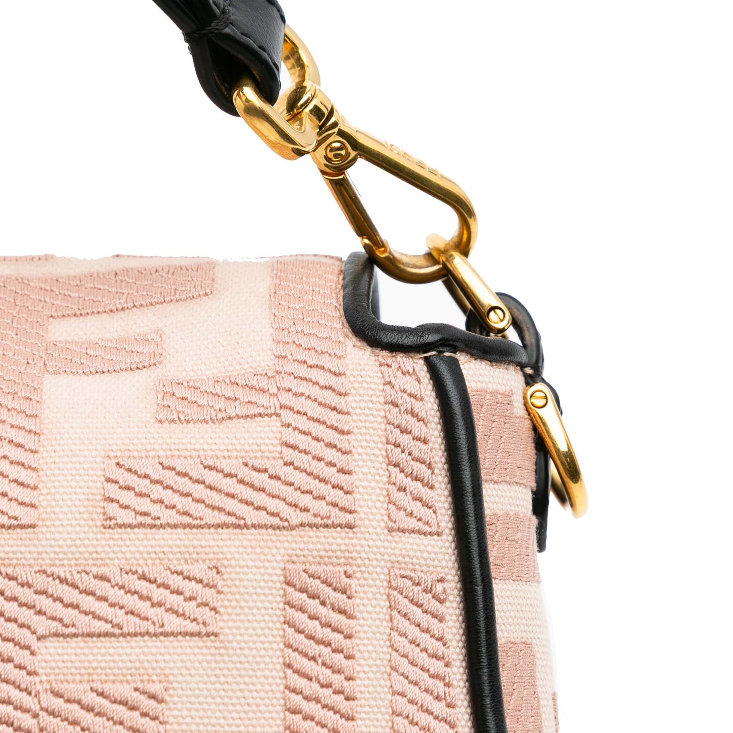 Fendi Zucca Embroidered Canvas Baguette in Blush Pink