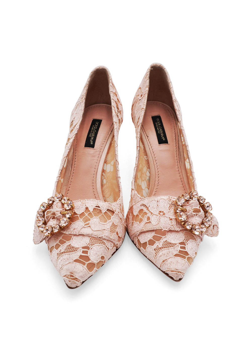 Dolce & Gabbana Lace Pumps with Crystal Embellishment, size 38