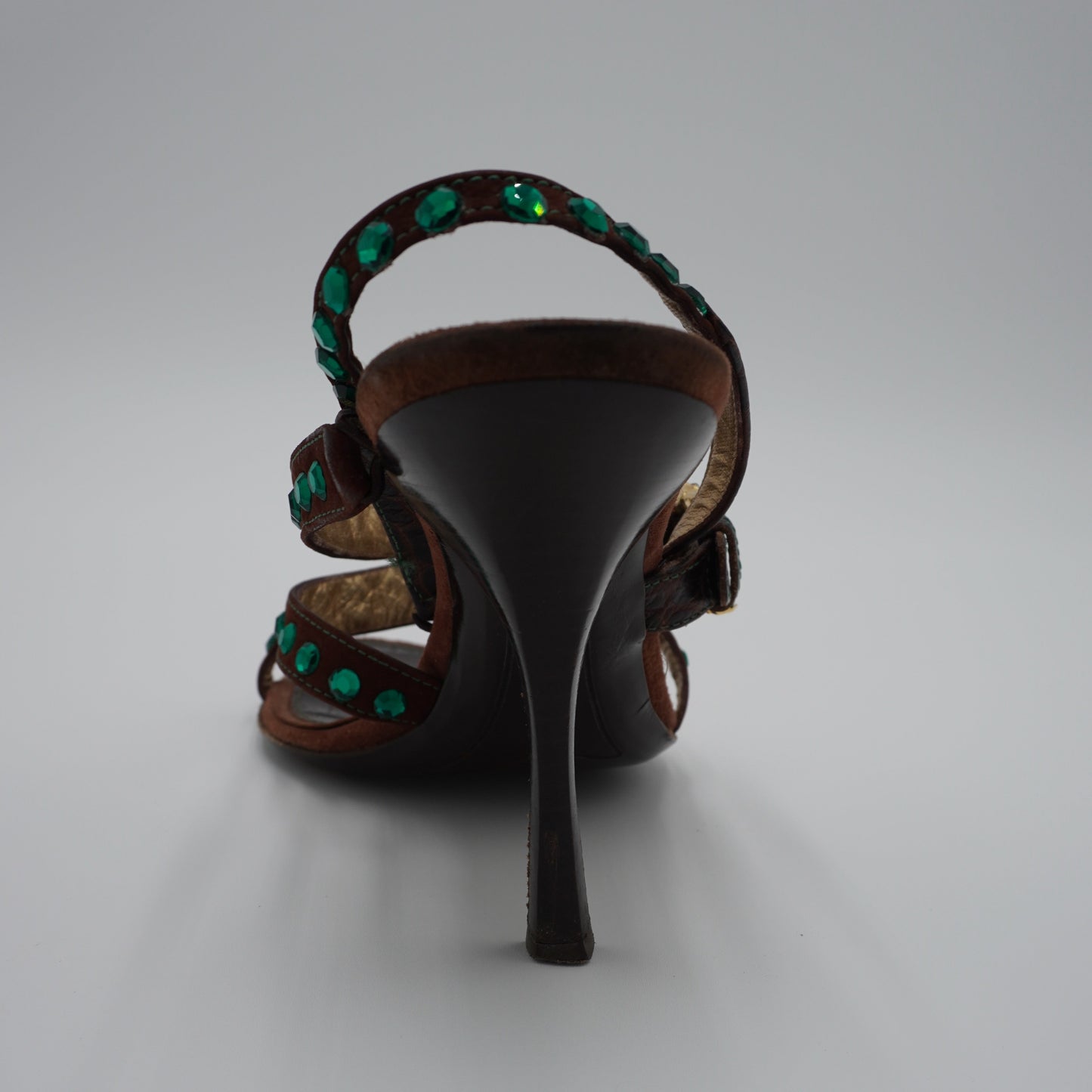 Cesare Paciotti Leather Crystal Embellishments Slingback Sandals