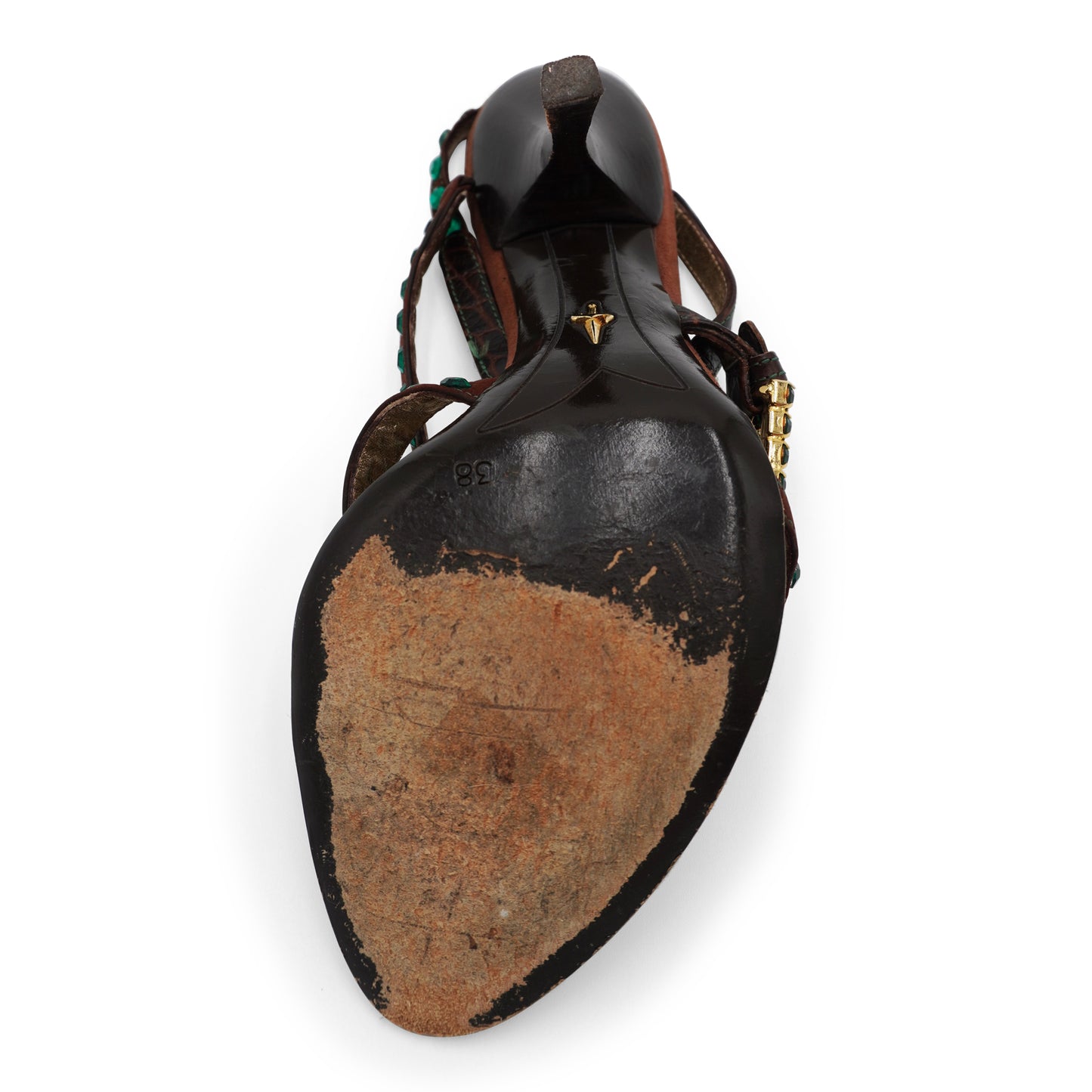 Cesare Paciotti Leather Crystal Embellishments Slingback Sandals, size 38