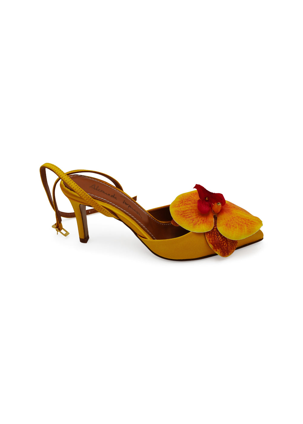 Alameda Turquesa “Mirabel” Orchid–Embellished Satin Pumps – 70mm