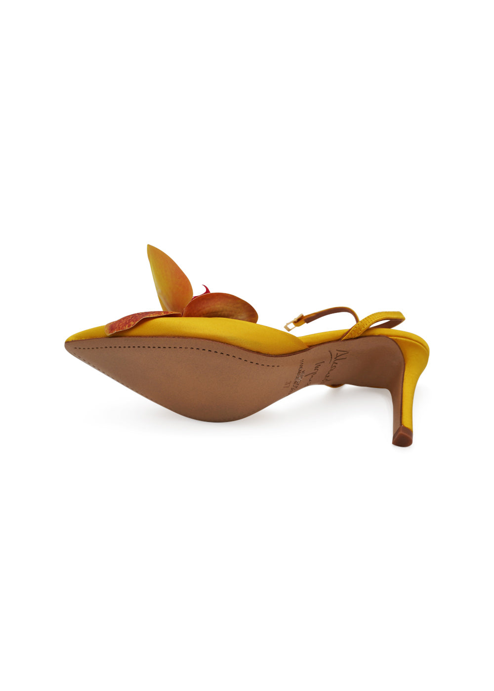 Alameda Turquesa “Mirabel” Orchid–Embellished Satin Pumps – 70mm