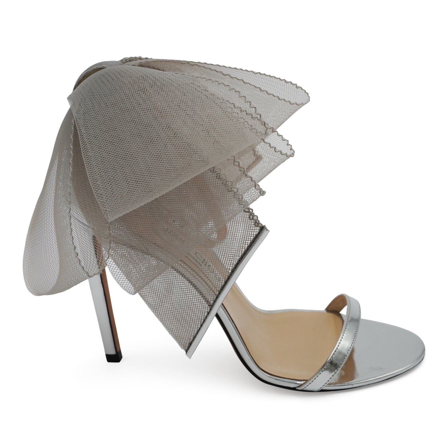 Jimmy Choo Aveline 100 Bow-Embellished Metallic Leather Sandals, size 40
