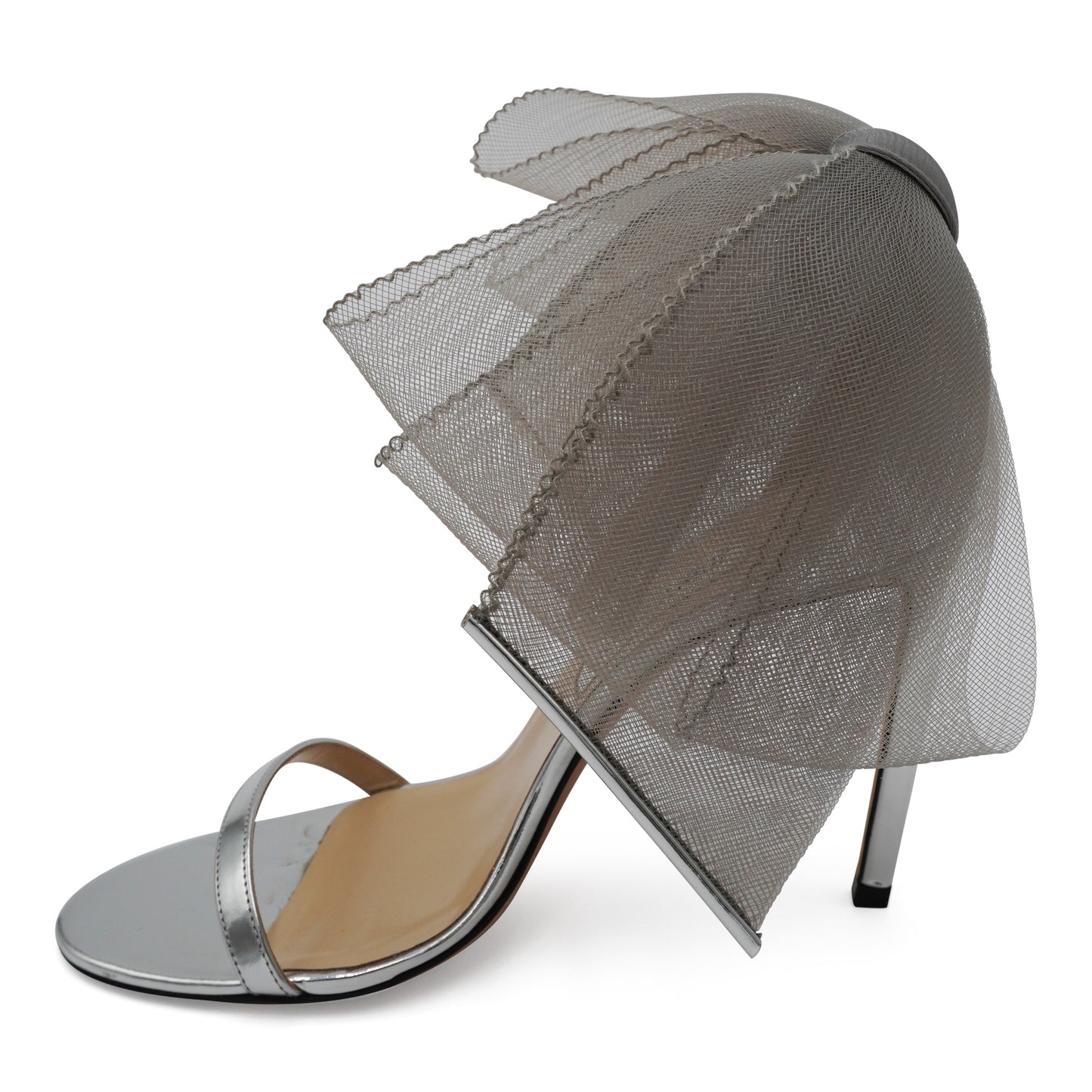 Jimmy Choo Aveline 100 Bow-Embellished Metallic Leather Sandals, size 40