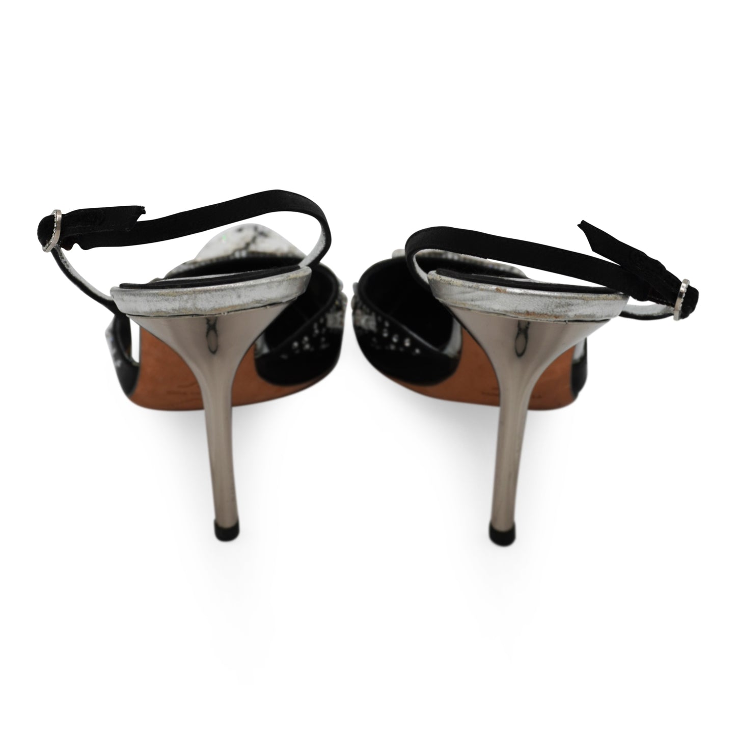 René Caovilla Satin Embellished Slingback Pumps, size 39