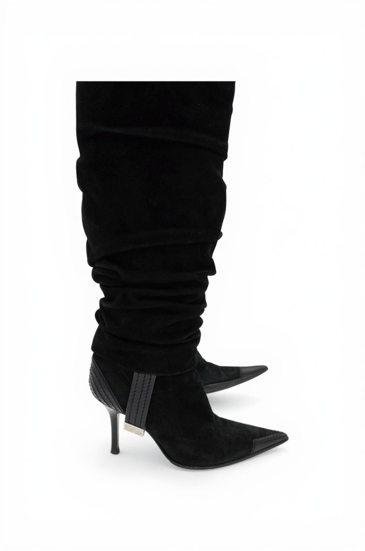 Vintage Christian Dior Galliano Suede Slouch Boots, size 36.5
