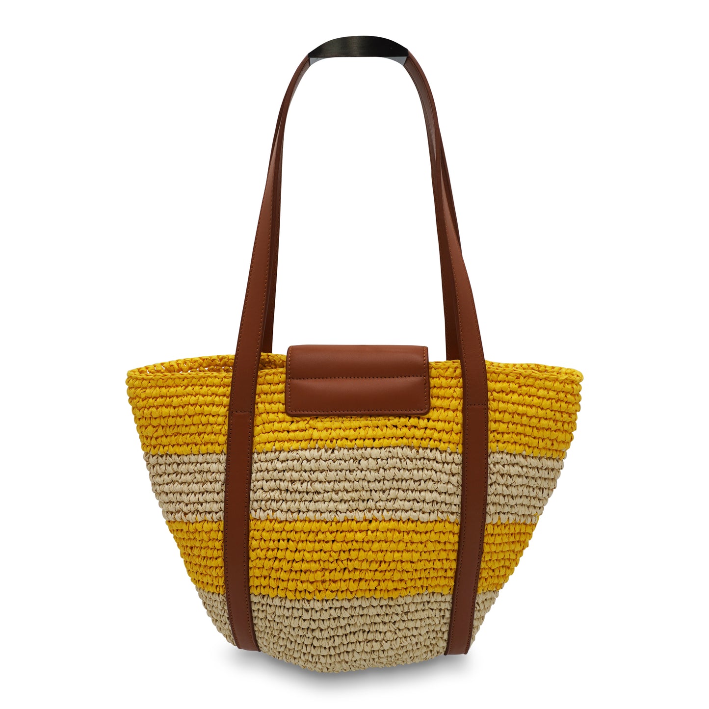 Marni Small Yellow Stripe Raffia-Effect Trunkaroo Beach Bag