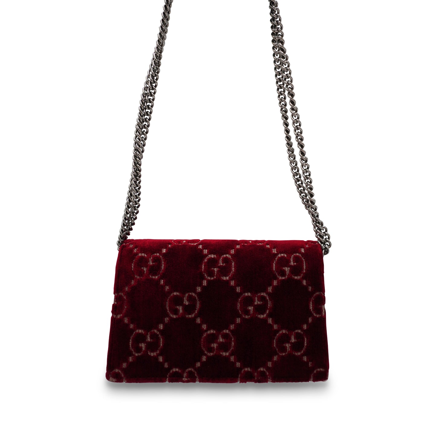 Gucci Dionysus GG Velvet Super Mini Bag in Red